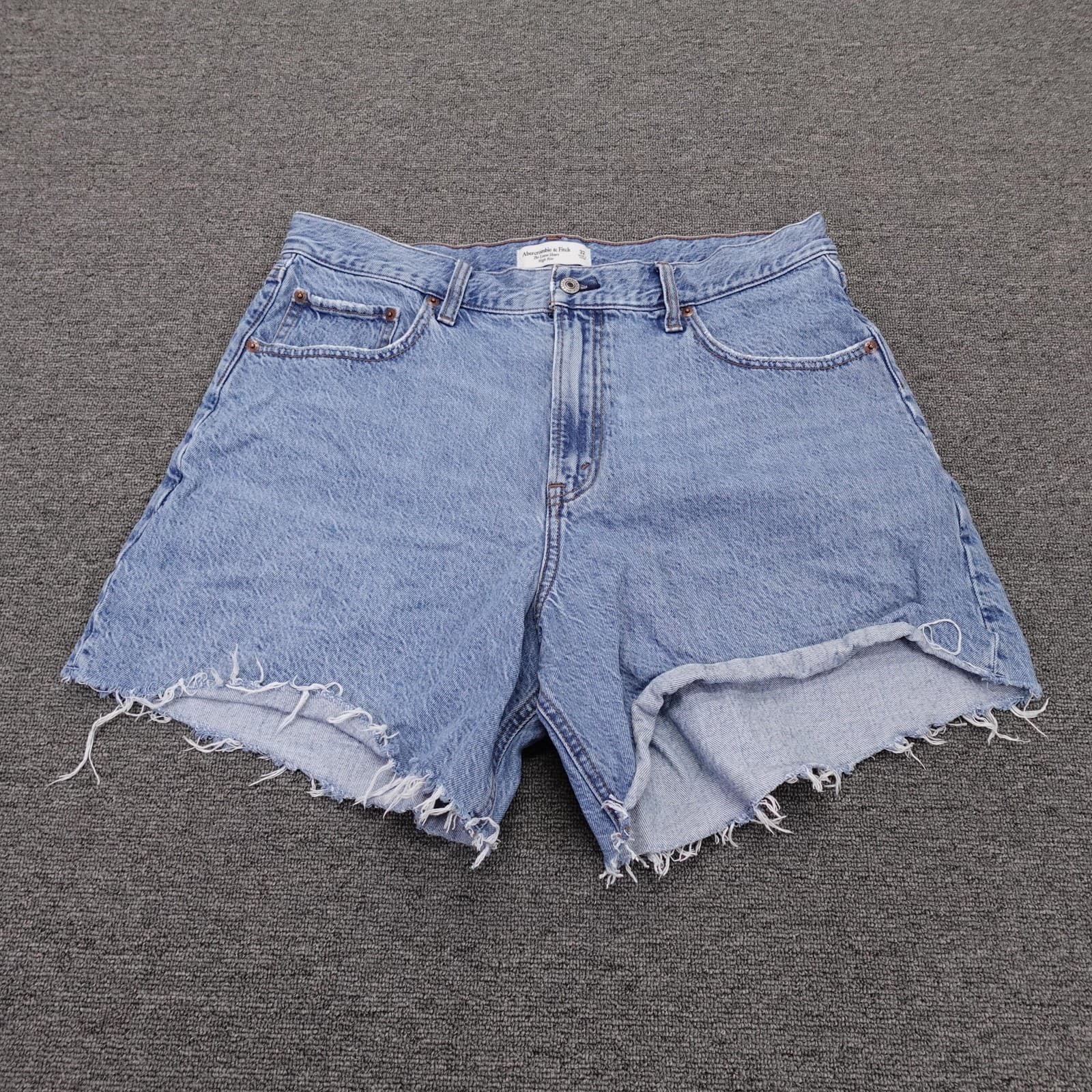 Abercrombie & Fitch Loose Short Shorts Womens 32 Blue Denim High Rise Cutoff