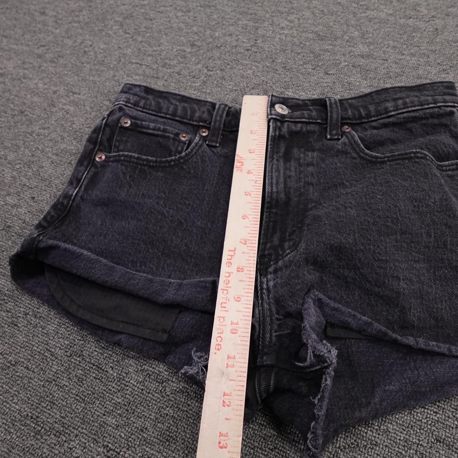 Abercrombie & Fitch Mom Shorts Womens 4 27 Black Denim High Rise Cutoff Raw Hem - Thumbnail 7
