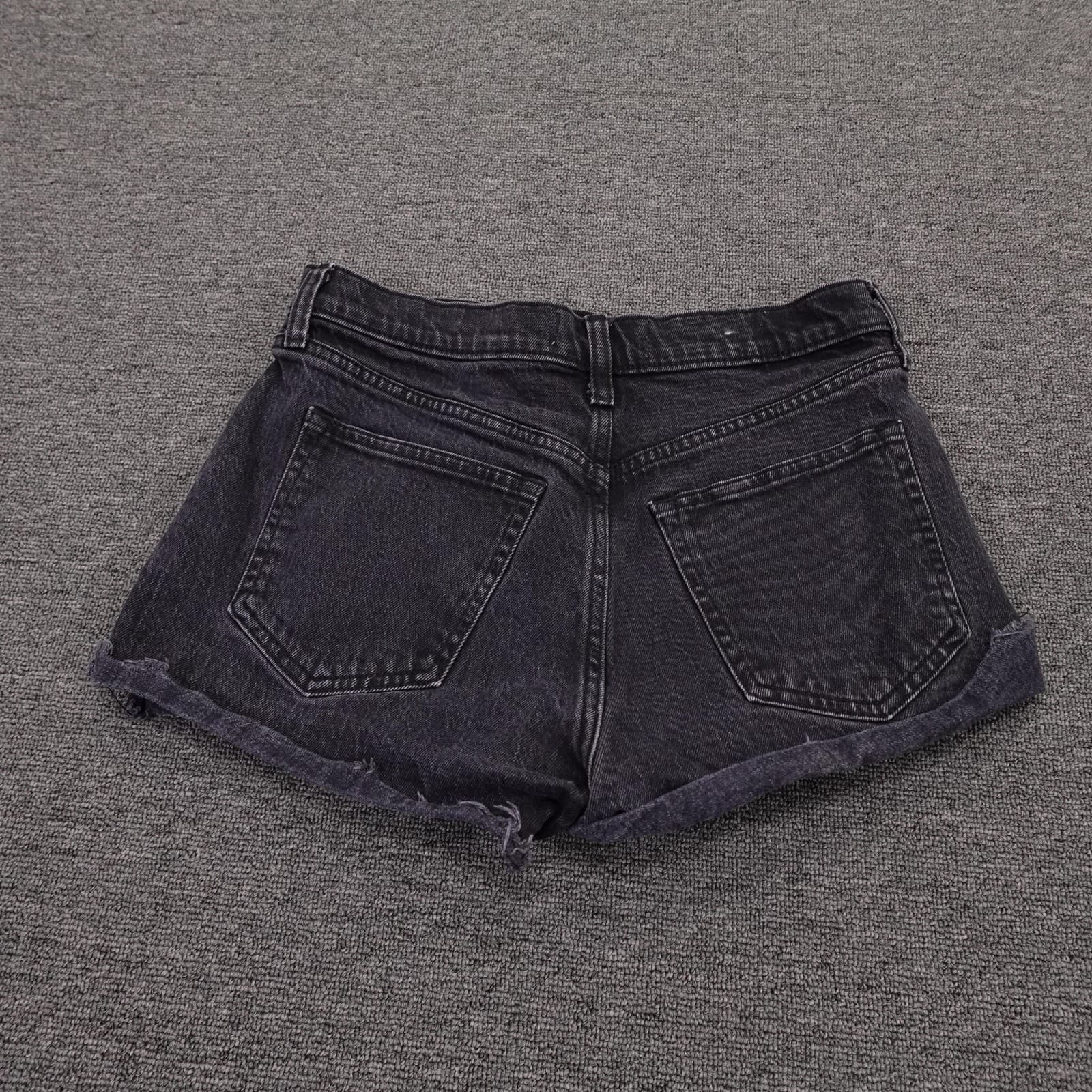 Abercrombie & Fitch Mom Shorts Womens 4 27 Black Denim High Rise Cutoff Raw Hem - Thumbnail 3