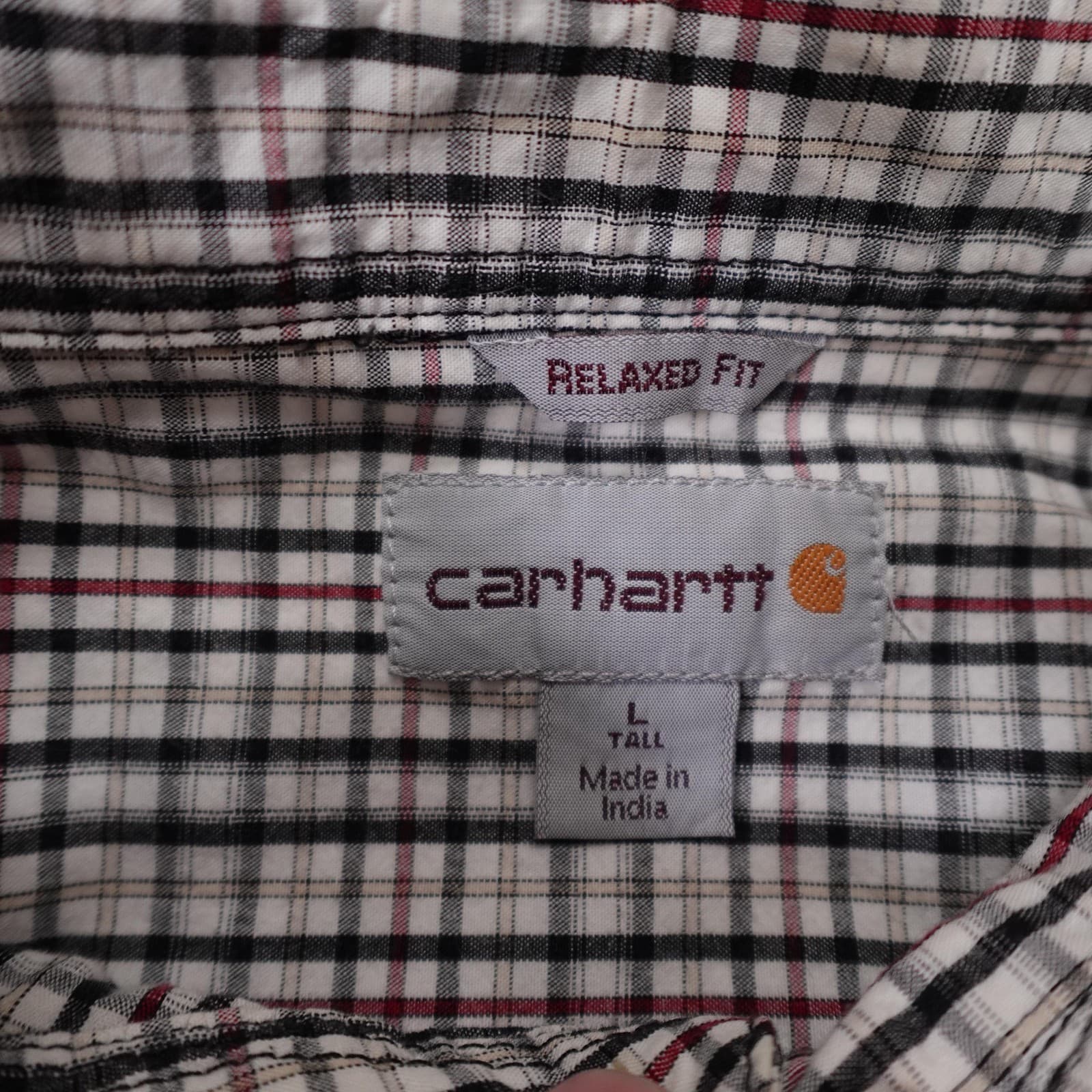Carhartt Shirt Mens LT White Plaid Relaxed Fit Hiking Outdoor Workwear - Thumbnail 3