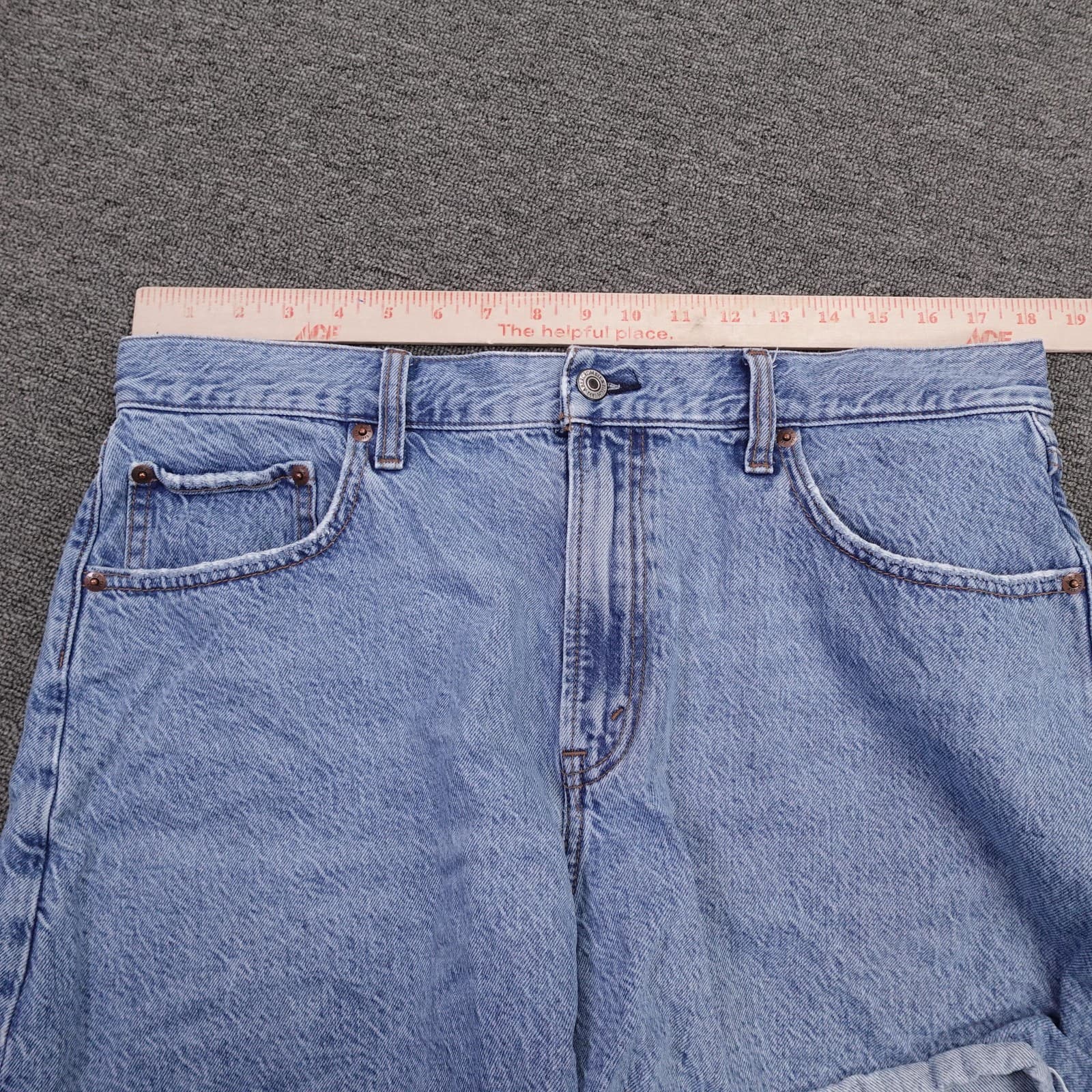 Abercrombie & Fitch Loose Short Shorts Womens 32 Blue Denim High Rise Cutoff - Thumbnail 6