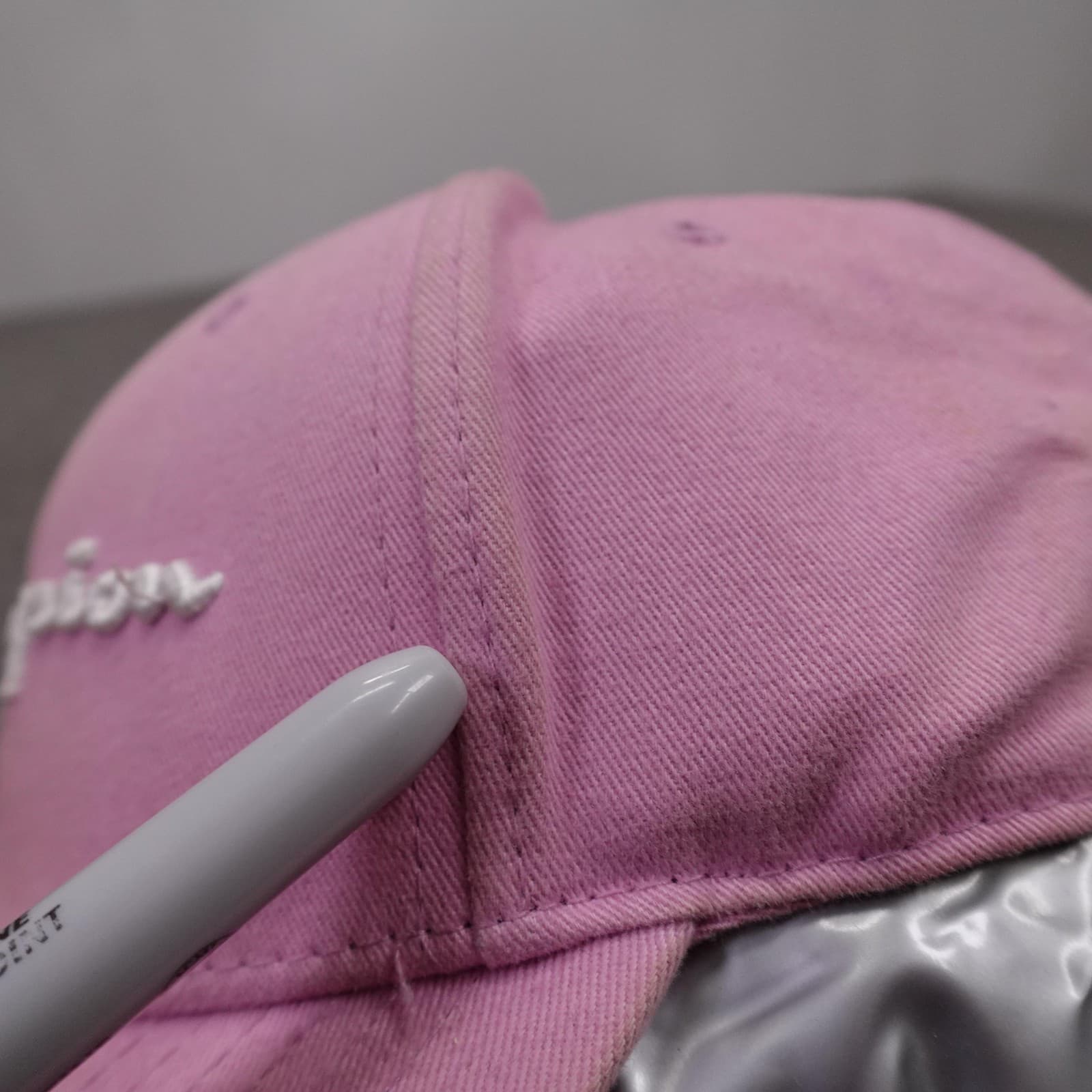 Champion Hat Cap Strap Back Mens One Size Pink Twill Baseball Logo Embroidered - Thumbnail 7