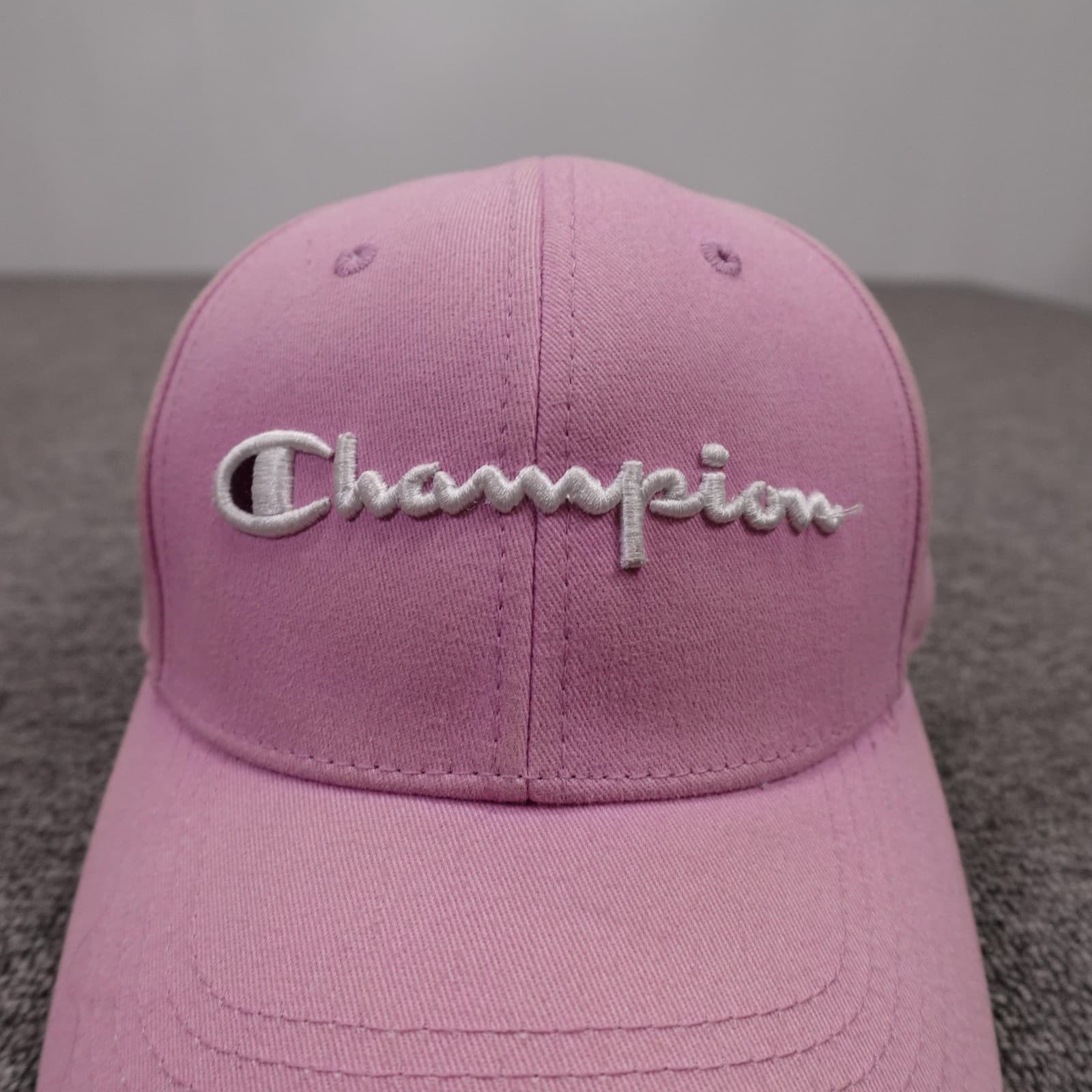 Champion Hat Cap Strap Back Mens One Size Pink Twill Baseball Logo Embroidered - Thumbnail 2