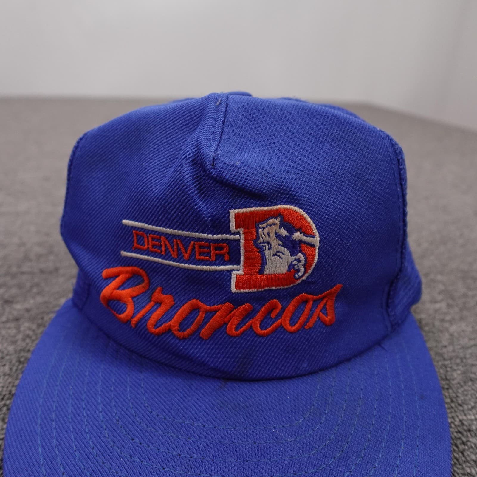 Vintage Denver Broncos Hat Cap Snap Back Mens One Size Blue NFL Football Trucker - Thumbnail 2