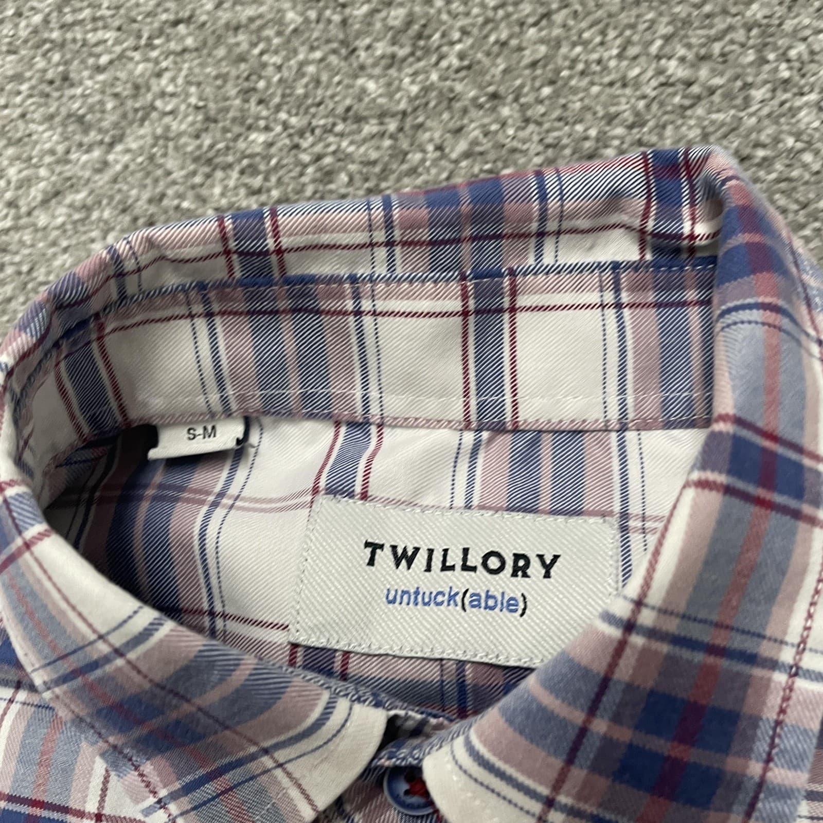 Twillory Shirt Mens Medium Blue Red Plaid Untuckable Button Down Long Sleeve - Thumbnail 3