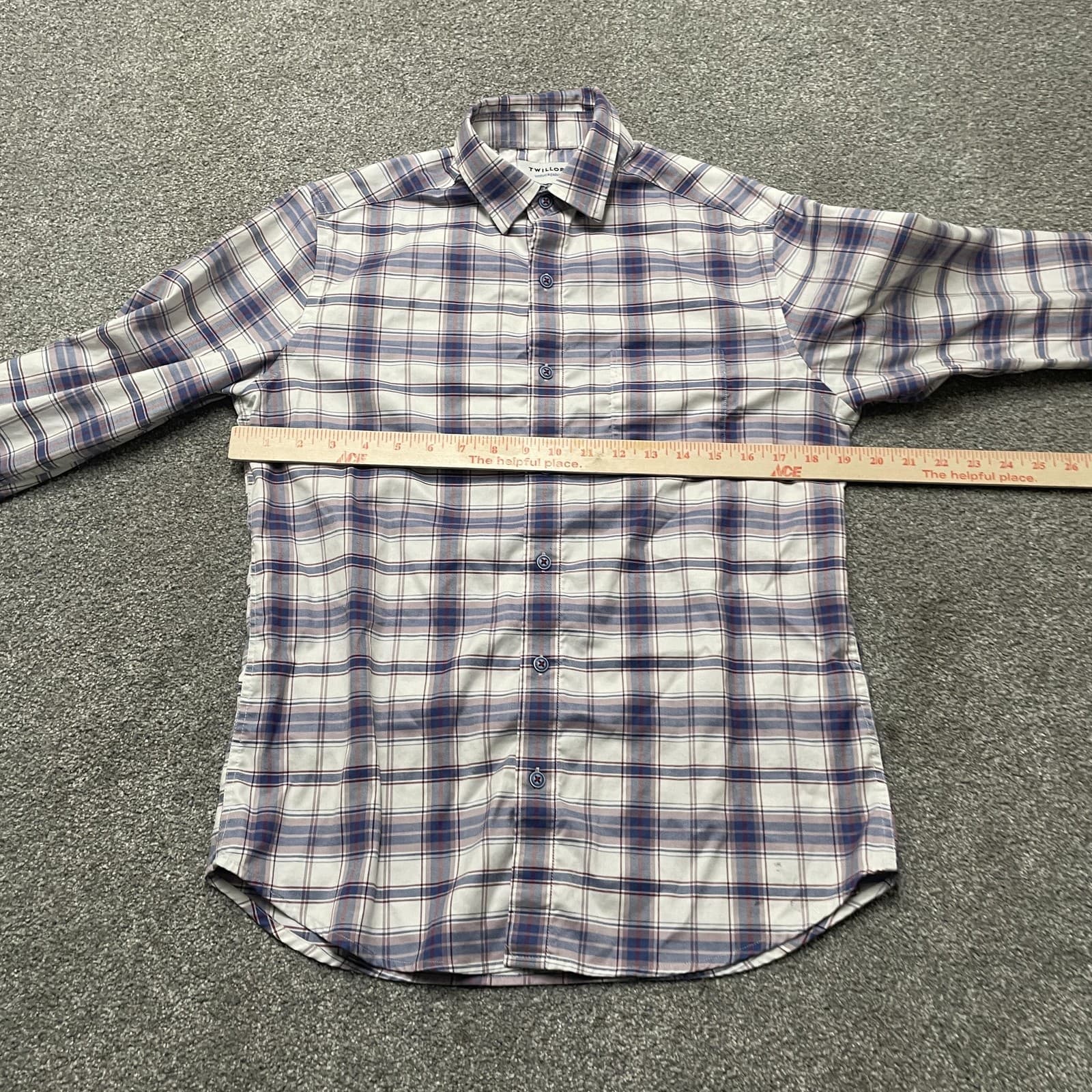 Twillory Shirt Mens Medium Blue Red Plaid Untuckable Button Down Long Sleeve - Thumbnail 5