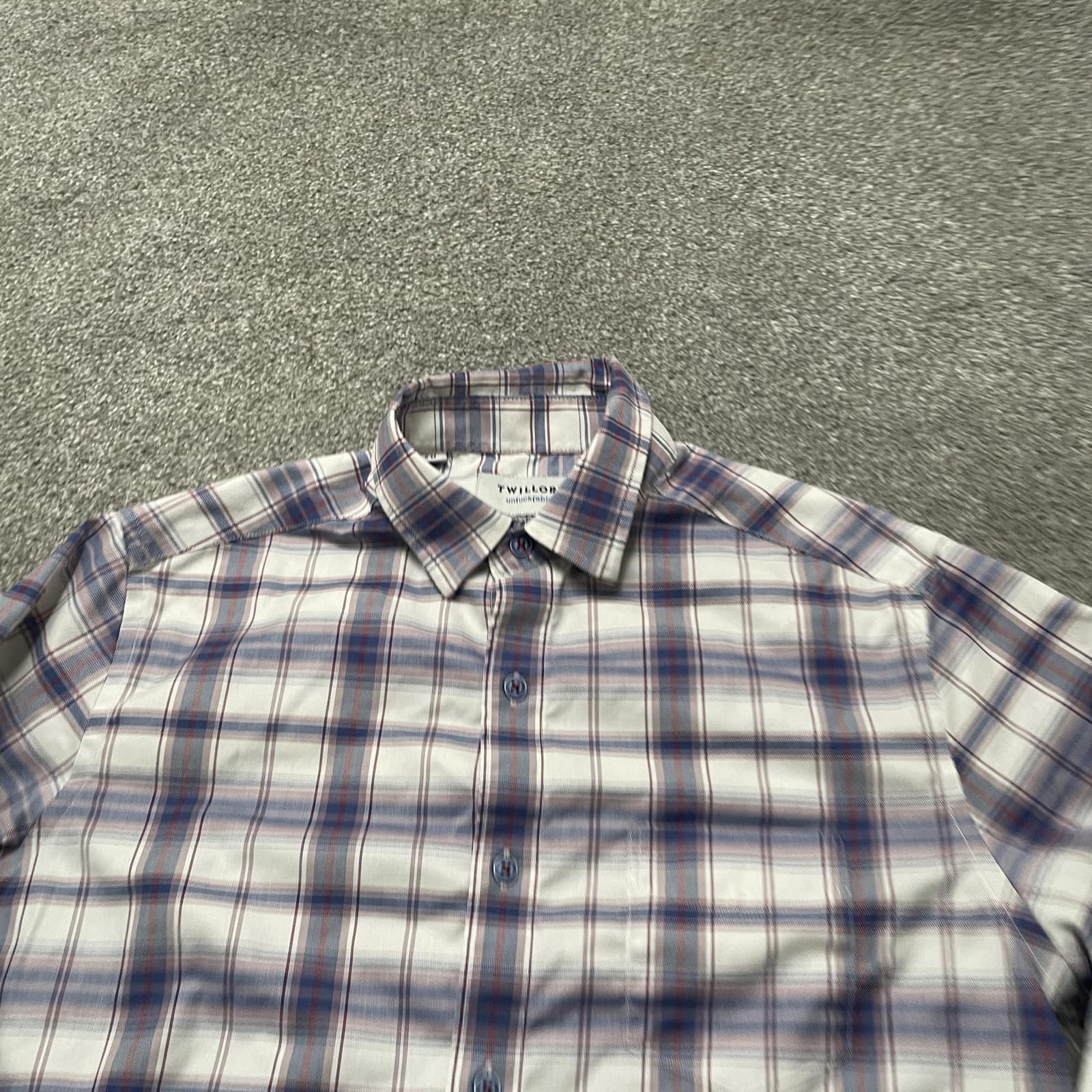 Twillory Shirt Mens Medium Blue Red Plaid Untuckable Button Down Long Sleeve - Thumbnail 2