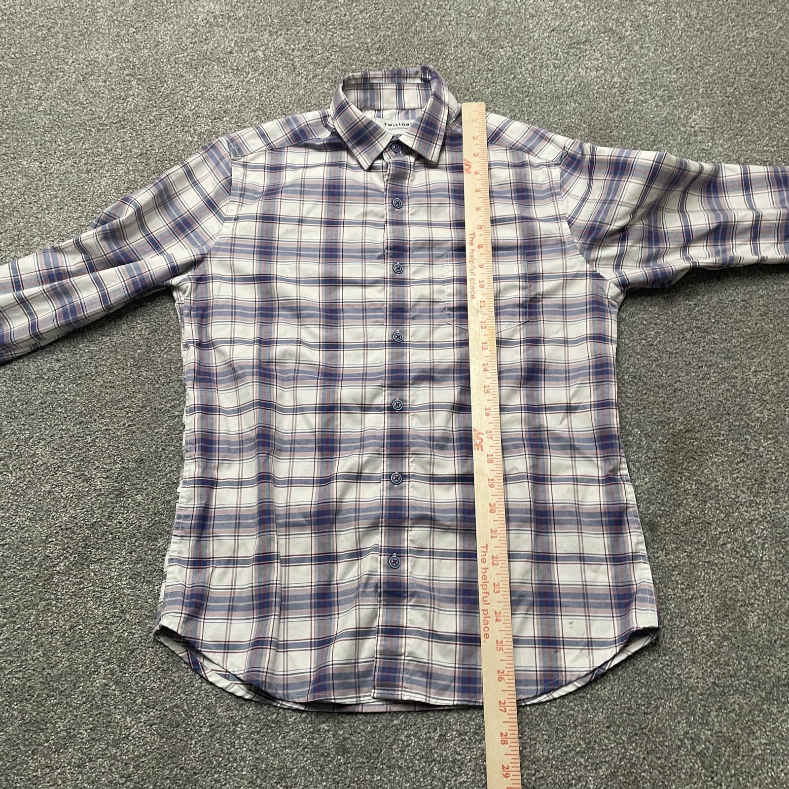 Twillory Shirt Mens Medium Blue Red Plaid Untuckable Button Down Long Sleeve - Thumbnail 6