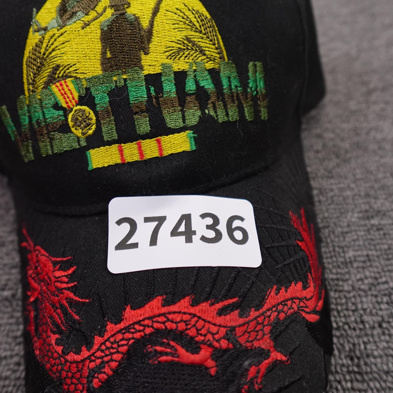 Eagle Crest Hat Cap Strap Back Mens One Size Black Vietnam Nam Vet Dragon - Thumbnail 8