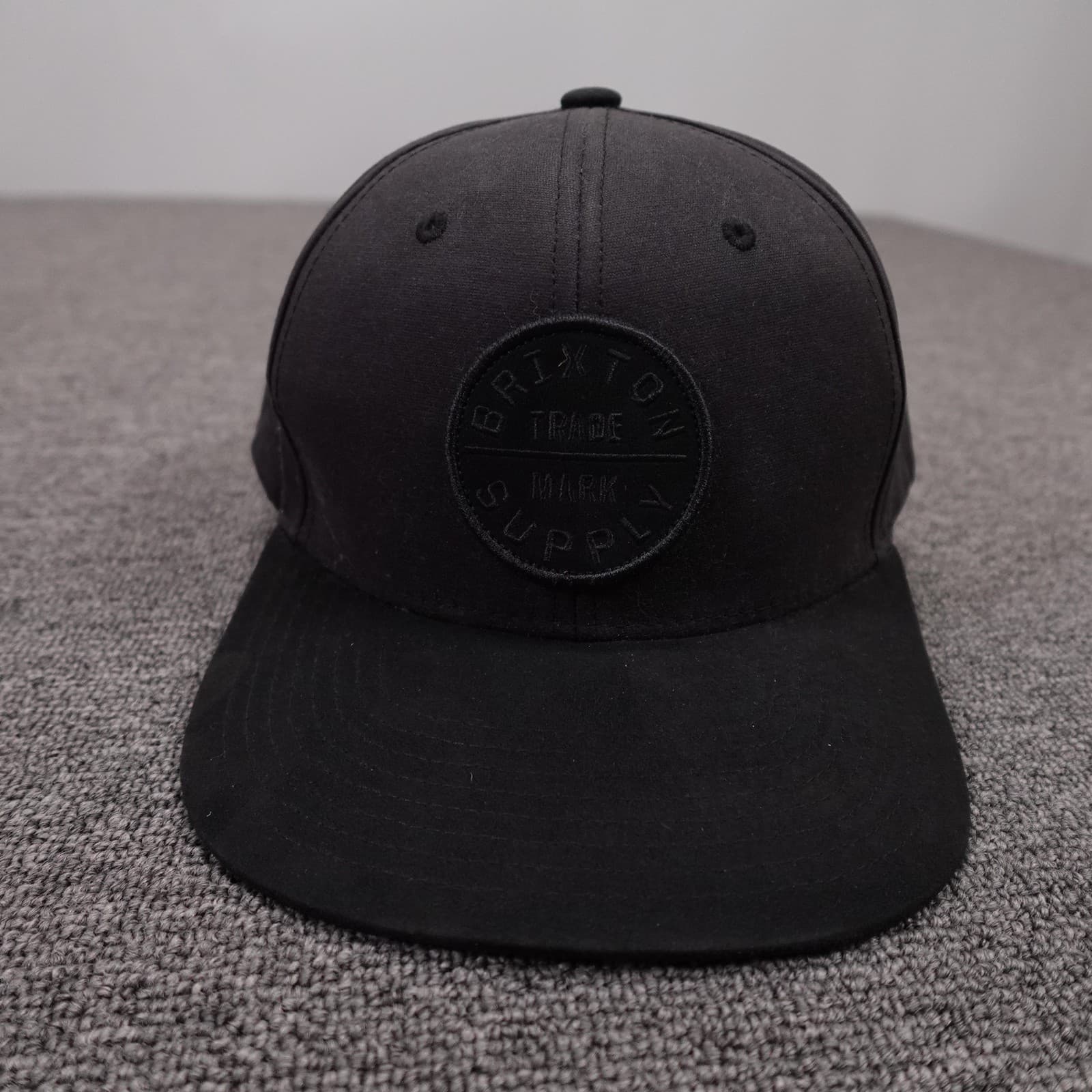 Brixton Hat Cap Snap Back Mens One Size Black Twill Baseball Patch Logo
