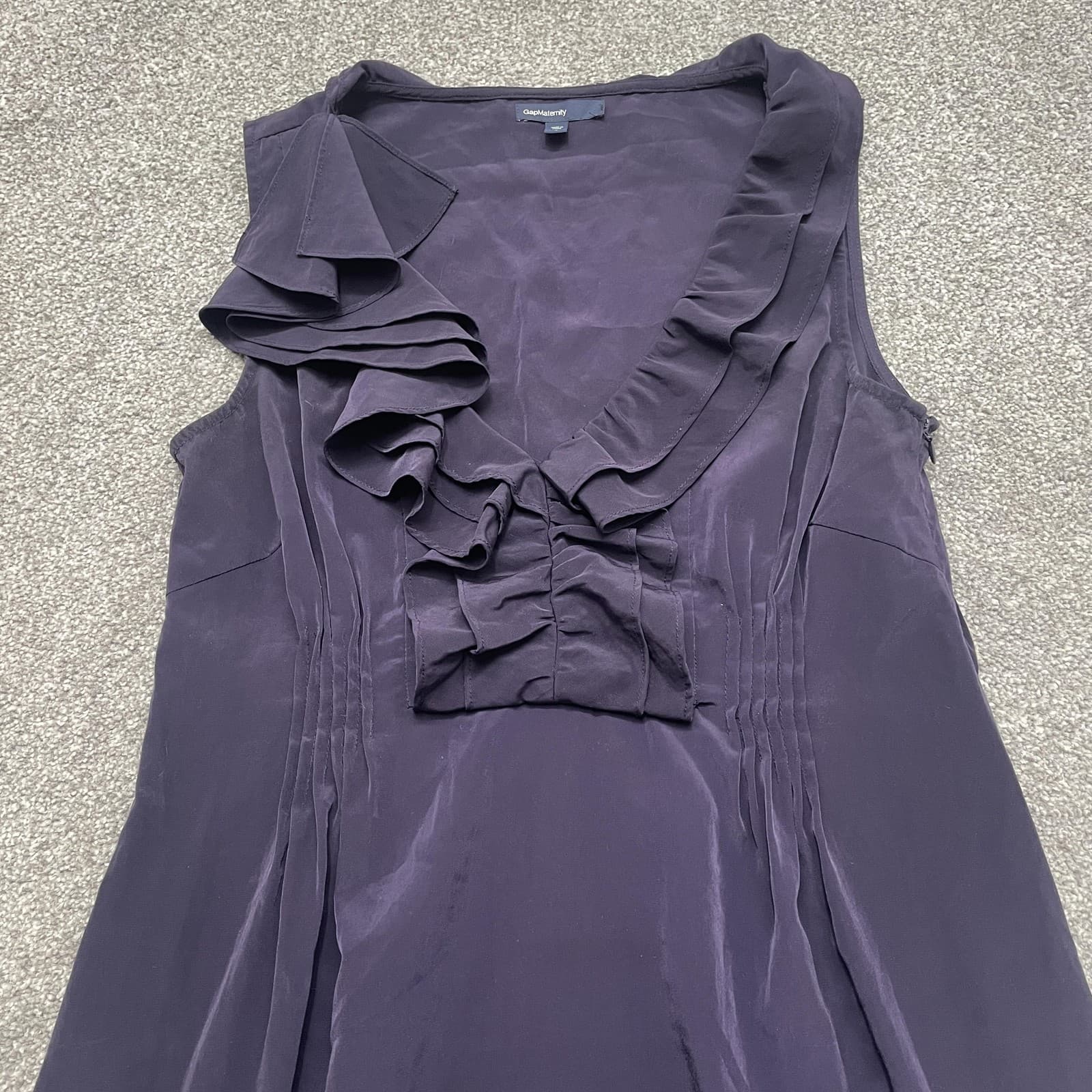 Gap Maternity Dress Women Small Purple Ruffle V-Neck Sleeveless Empire Waist - Thumbnail 2