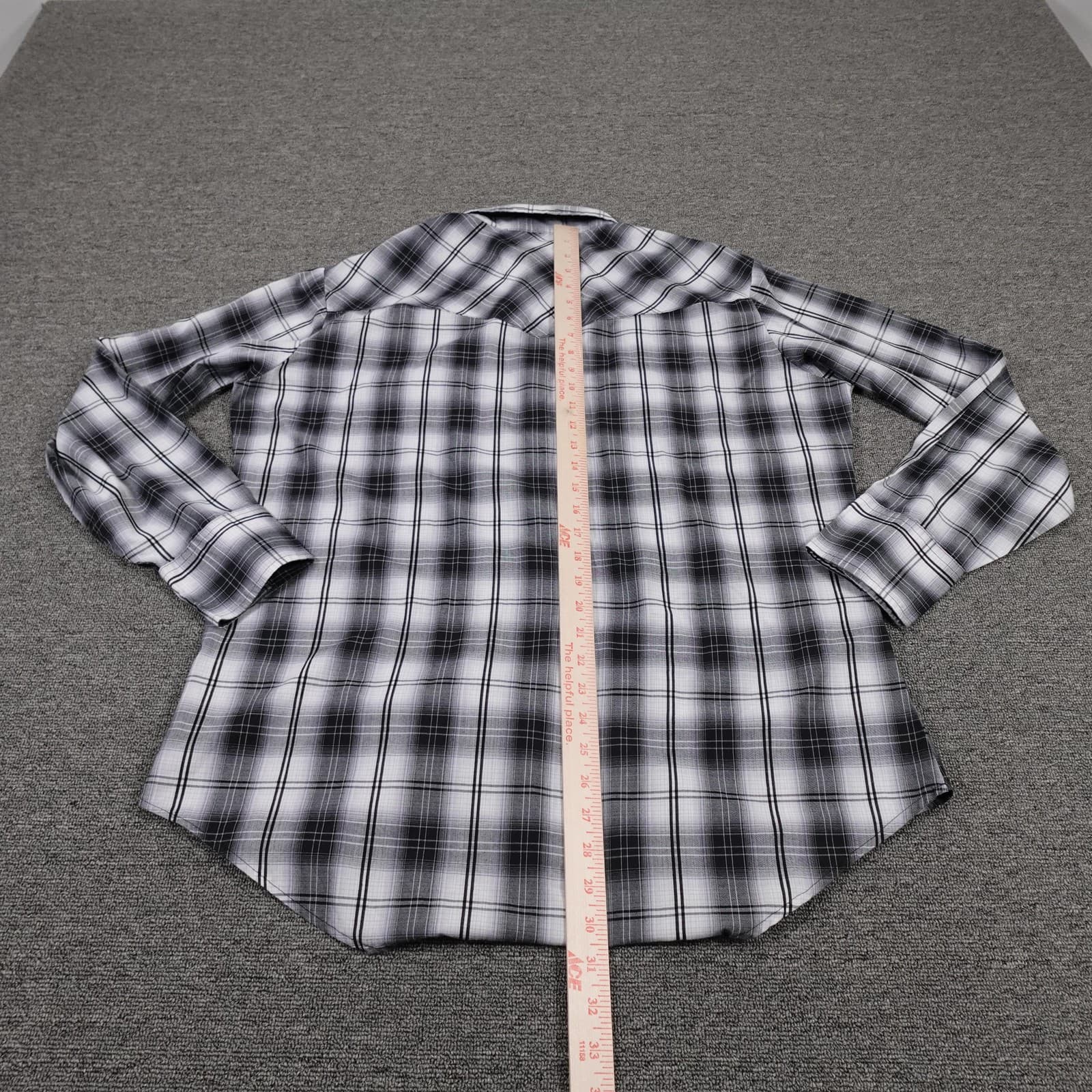 Ely Cattleman Shirt Mens Large Gray Plaid Western Snap Long Sleeve Casual - Thumbnail 5