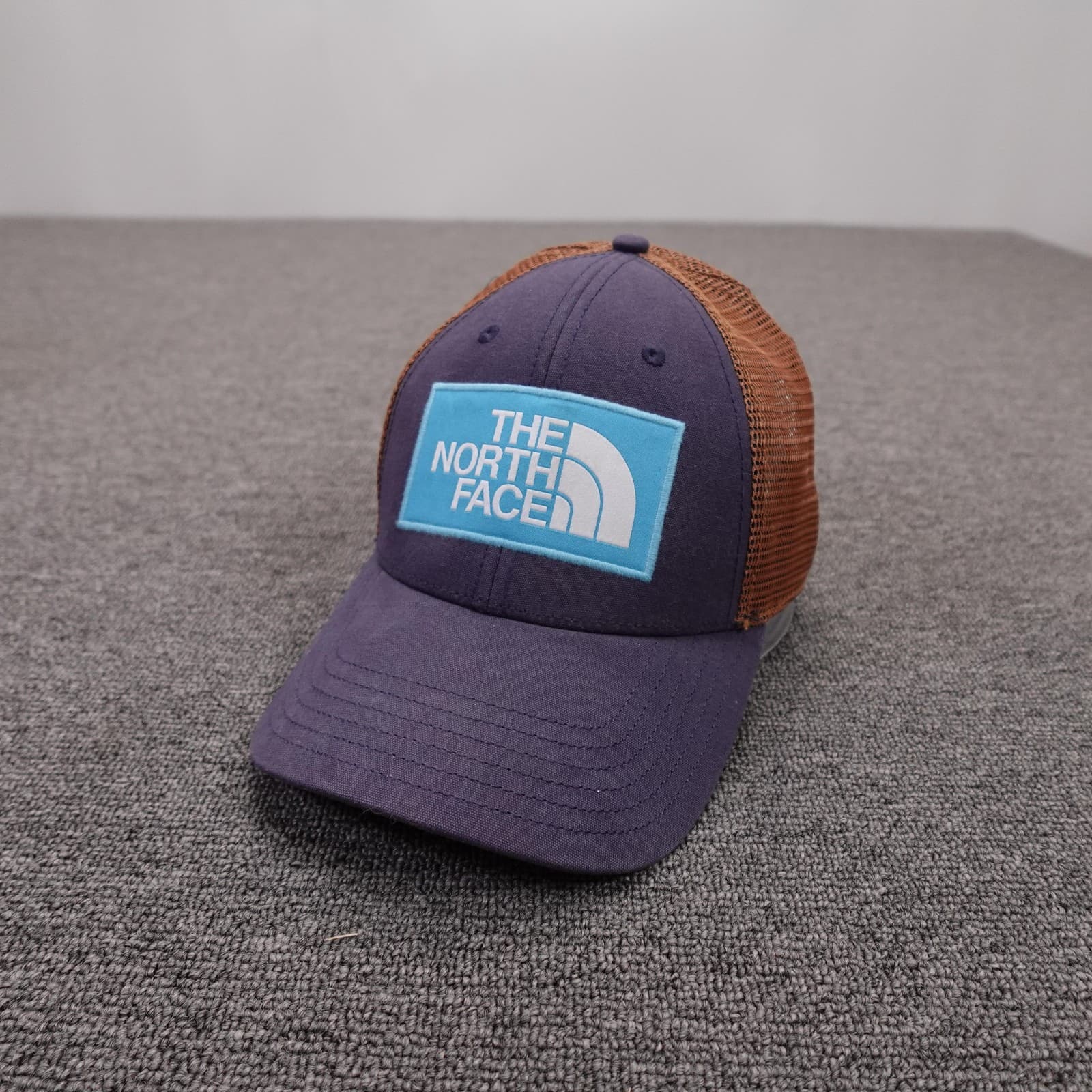 The North Face Hat Cap Snap Back Mens One Size Blue Brown Trucker Logo