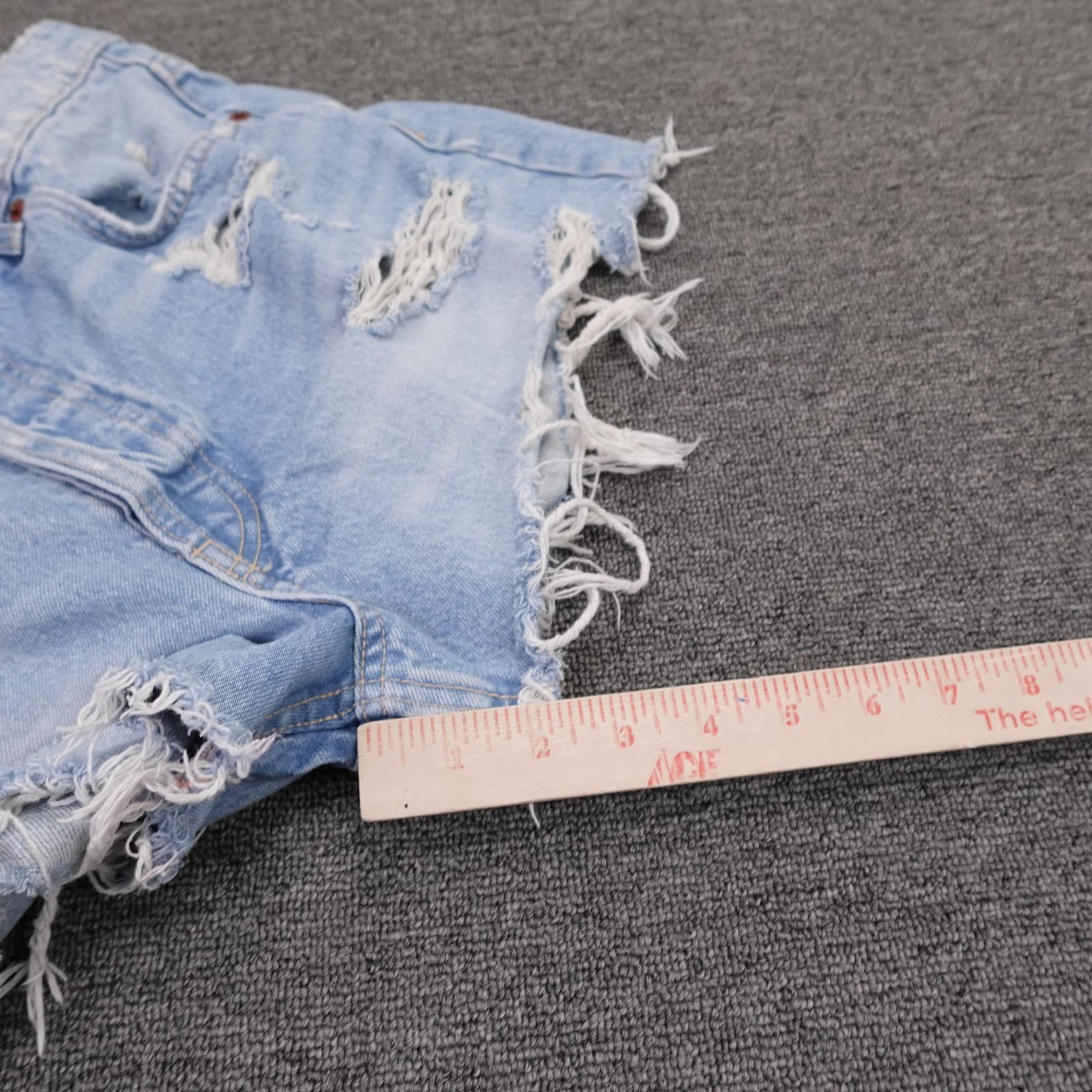 Zara Shorts Womens 8 Light Blue Denim High Rise Distressed Cutoff Frayed Hem - Thumbnail 8