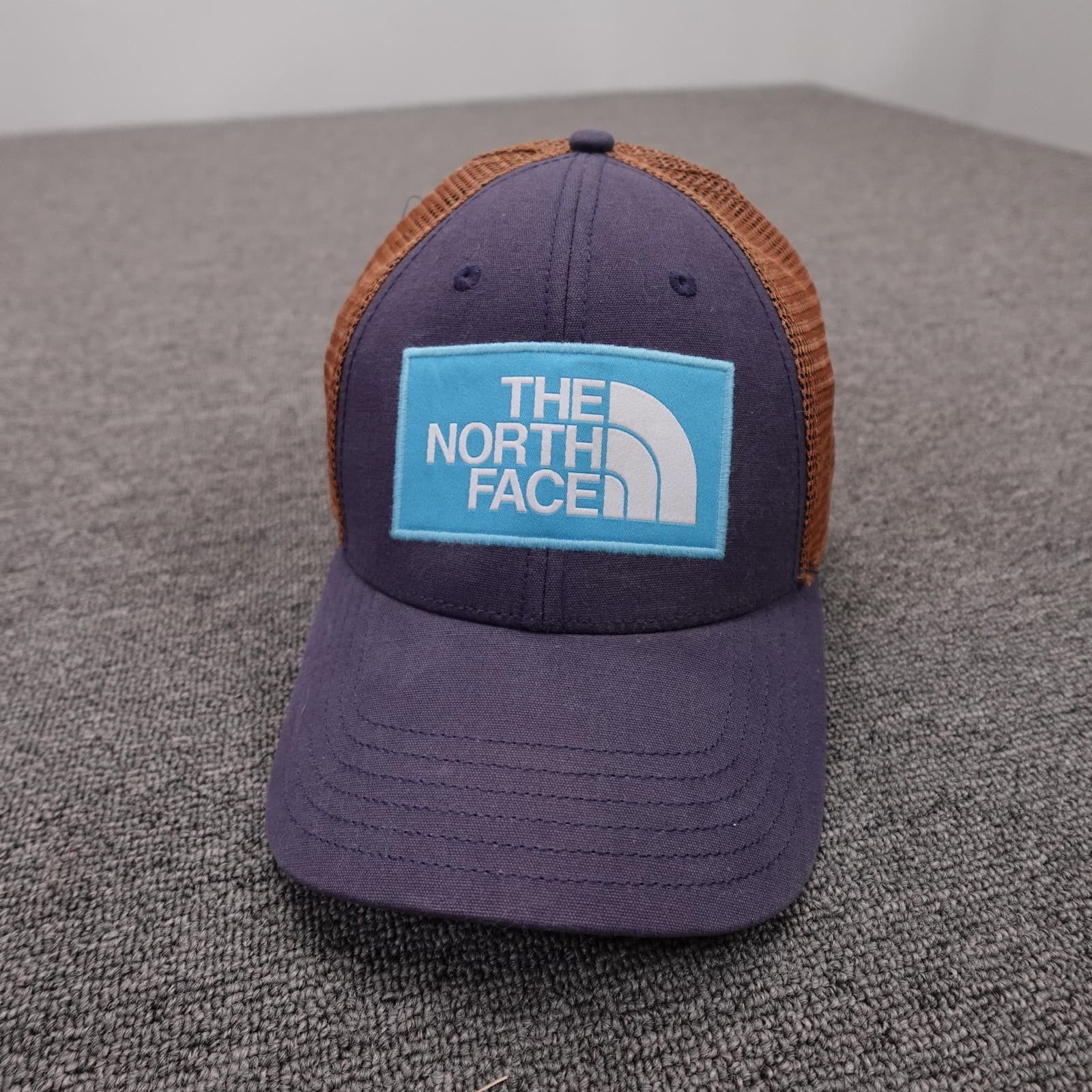 The North Face Hat Cap Snap Back Mens One Size Blue Brown Trucker Logo - Thumbnail 2
