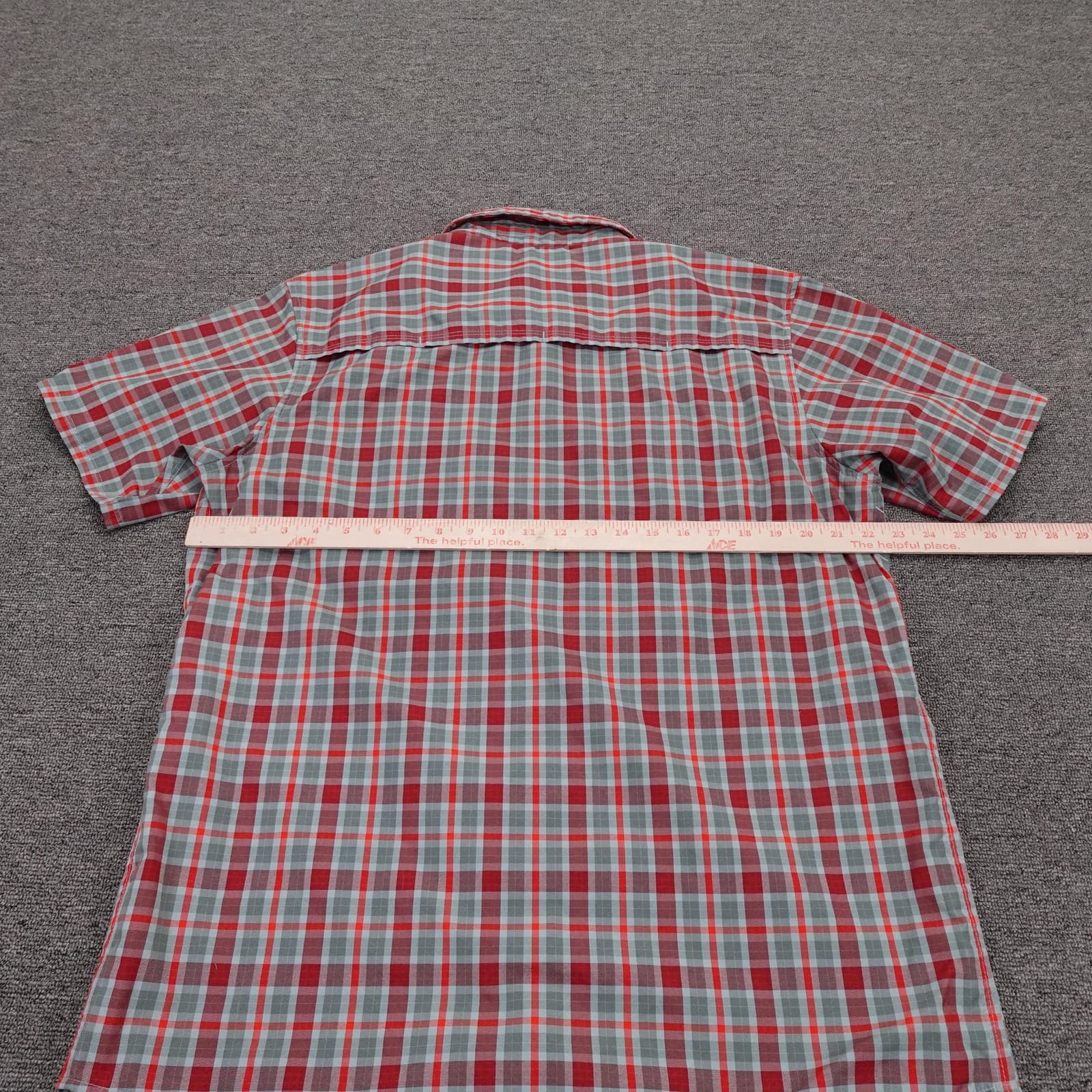 Mountain Hardwear Shirt Mens Large Red Plaid Short Sleeve Button Up Outdoor - Thumbnail 4