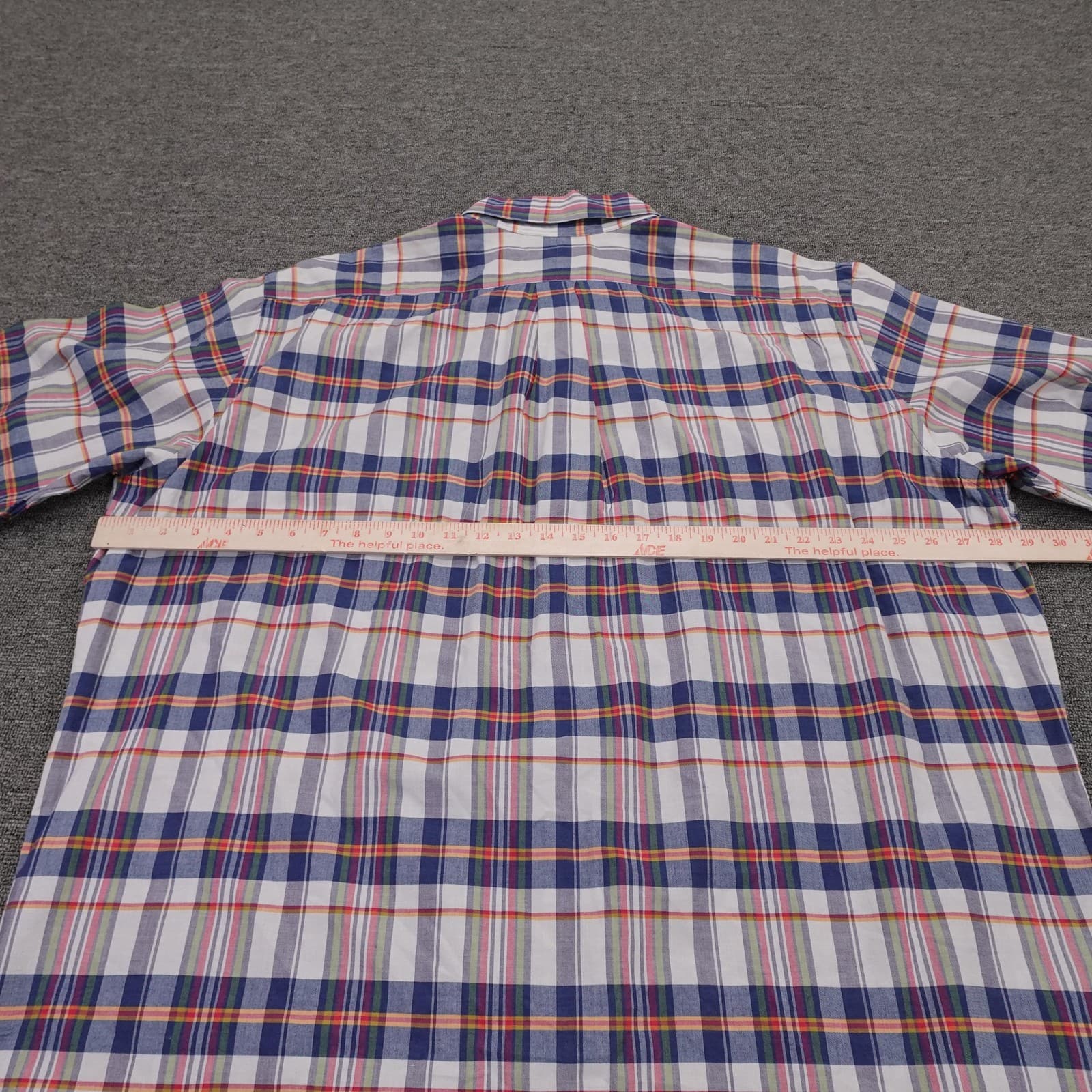 Ralph Lauren Shirt Mens 2XLT Blue Madras Plaid Short Sleeve Button Down Casual - Thumbnail 4