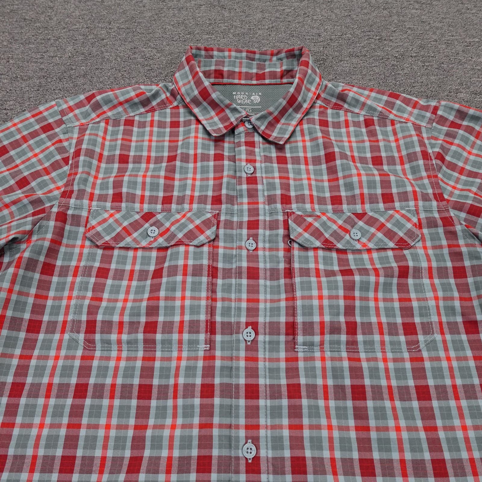 Mountain Hardwear Shirt Mens Large Red Plaid Short Sleeve Button Up Outdoor - Thumbnail 2