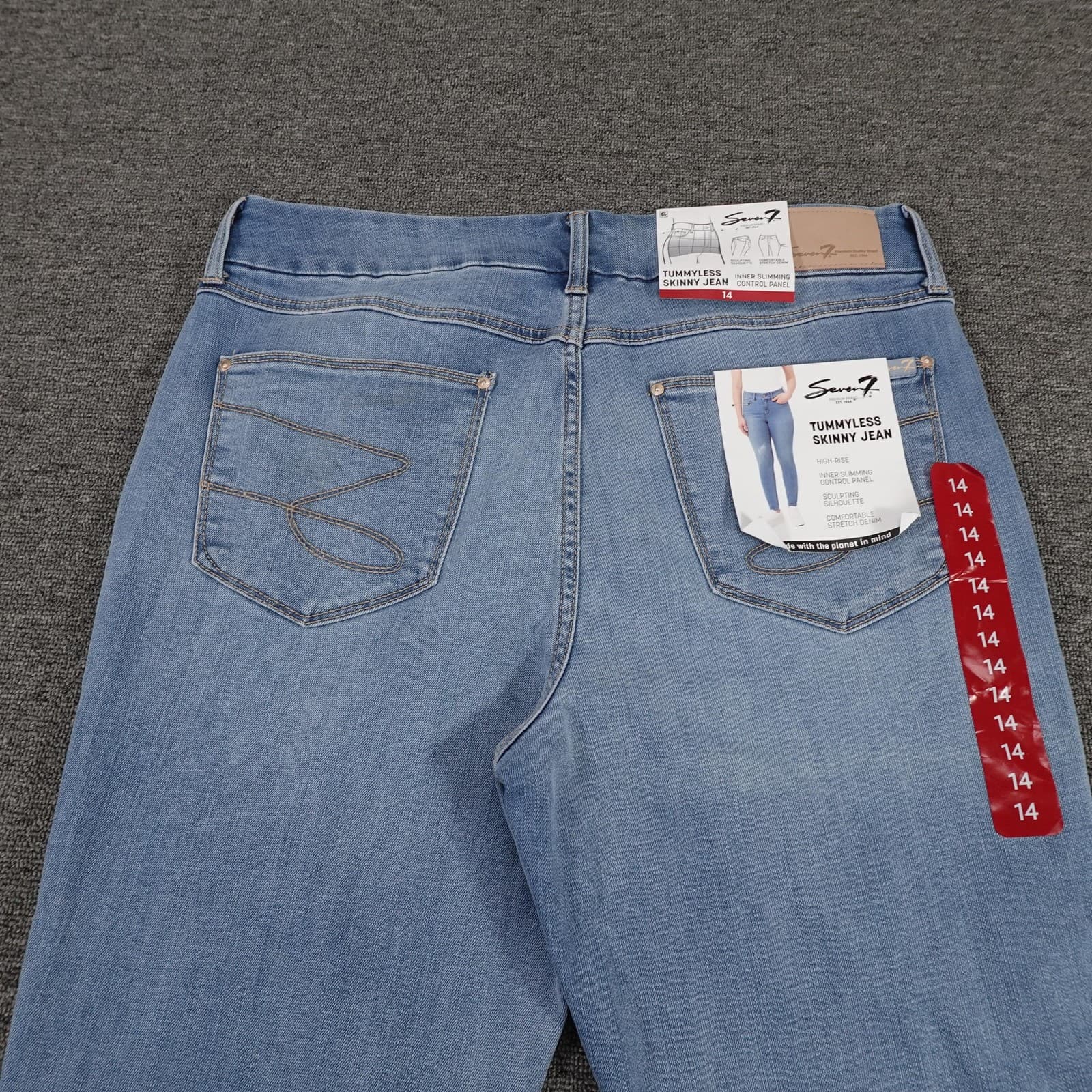 Seven7 Jeans Womens 14 Blue Light Wash Tummyless Skinny High Rise Stretch Denim - Thumbnail 6