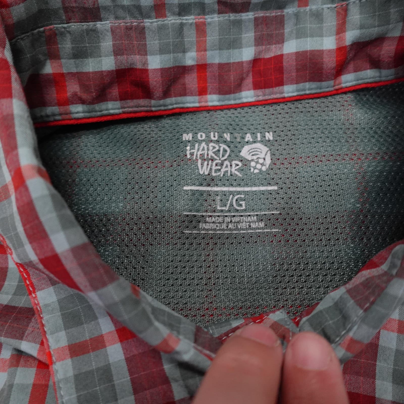 Mountain Hardwear Shirt Mens Large Red Plaid Short Sleeve Button Up Outdoor - Thumbnail 3