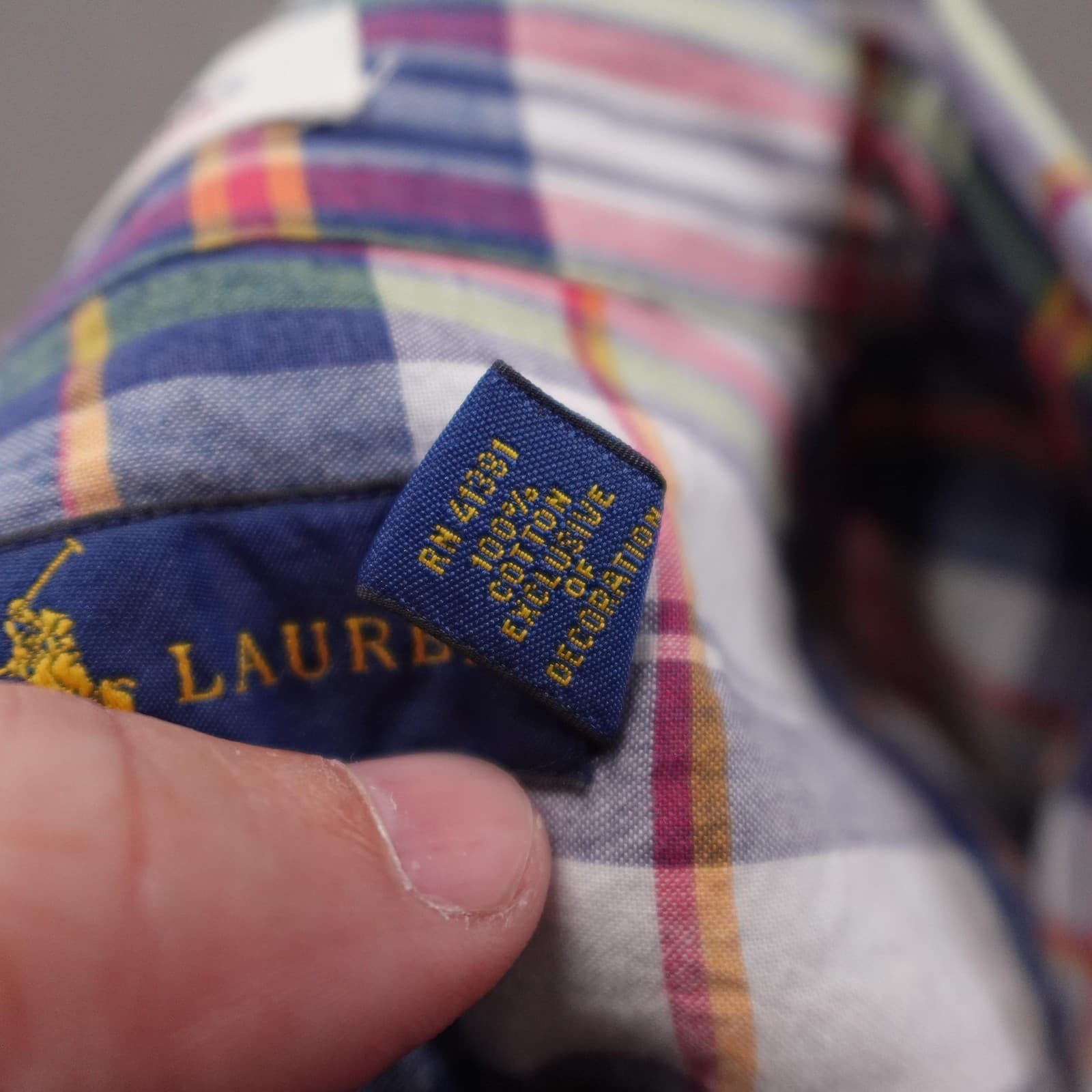 Ralph Lauren Shirt Mens 2XLT Blue Madras Plaid Short Sleeve Button Down Casual - Thumbnail 6