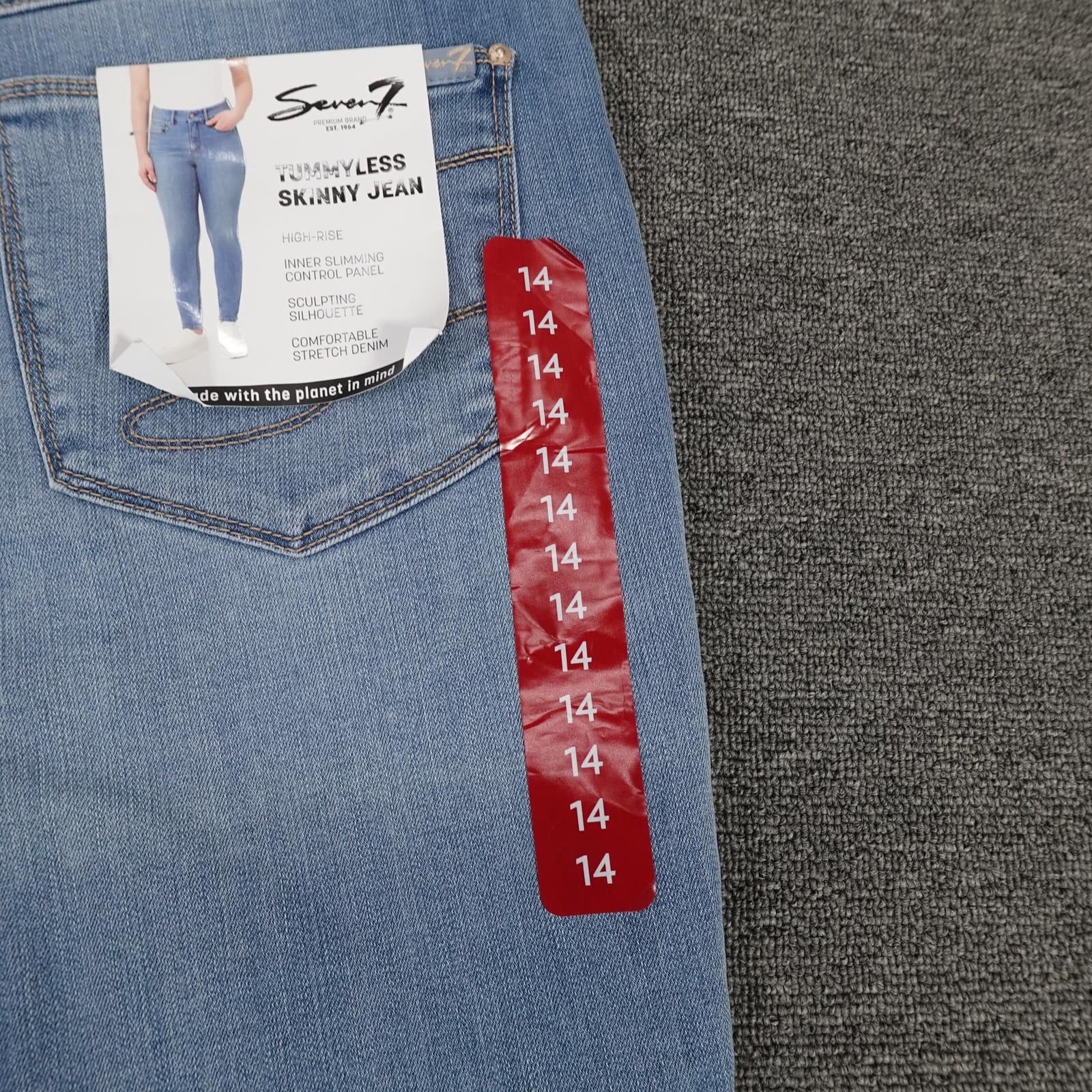Seven7 Jeans Womens 14 Blue Light Wash Tummyless Skinny High Rise Stretch Denim - Thumbnail 5