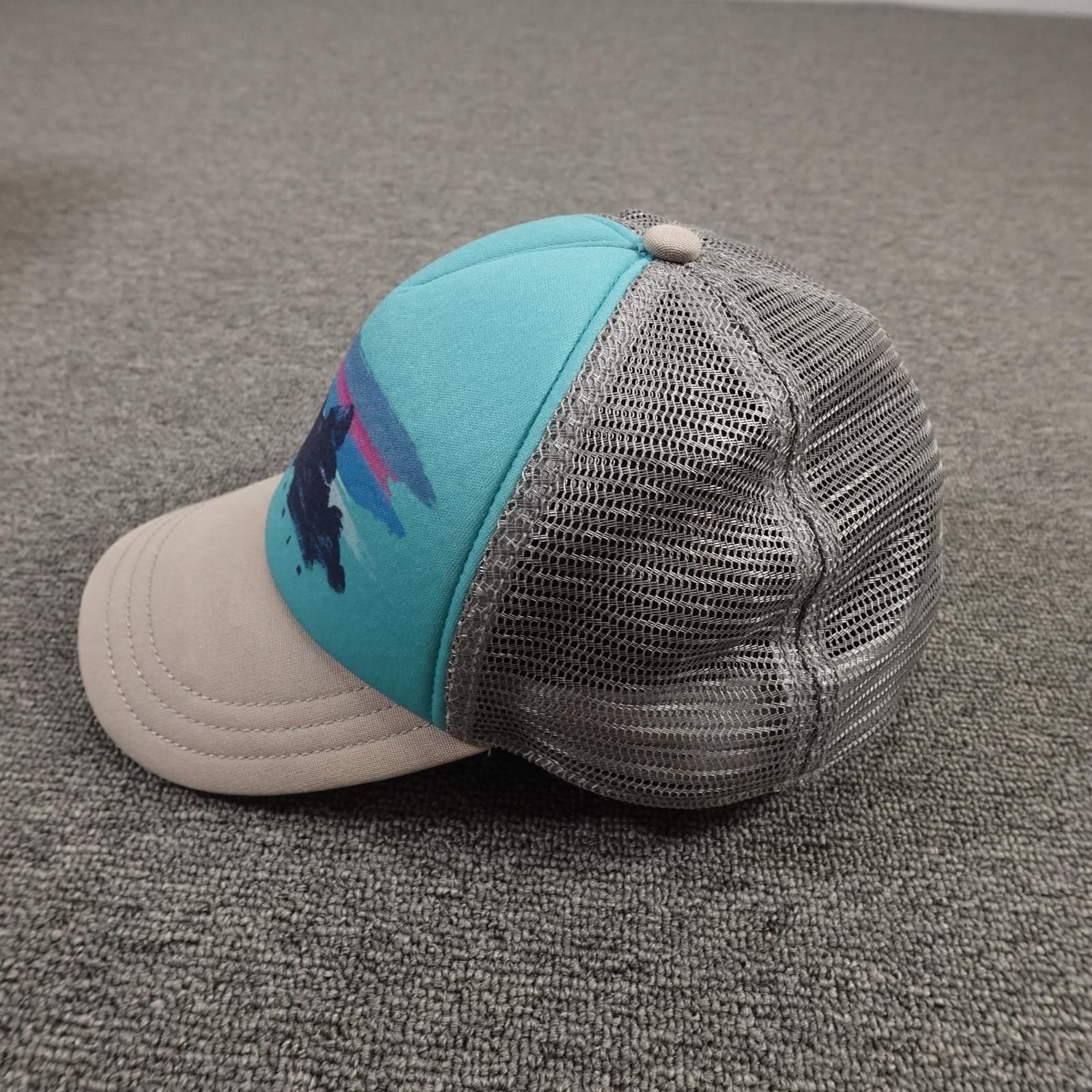 Patagonia Hat Cap Snap Back Mens Teal Gray Mesh Trucker Mountain Graphic - Thumbnail 4