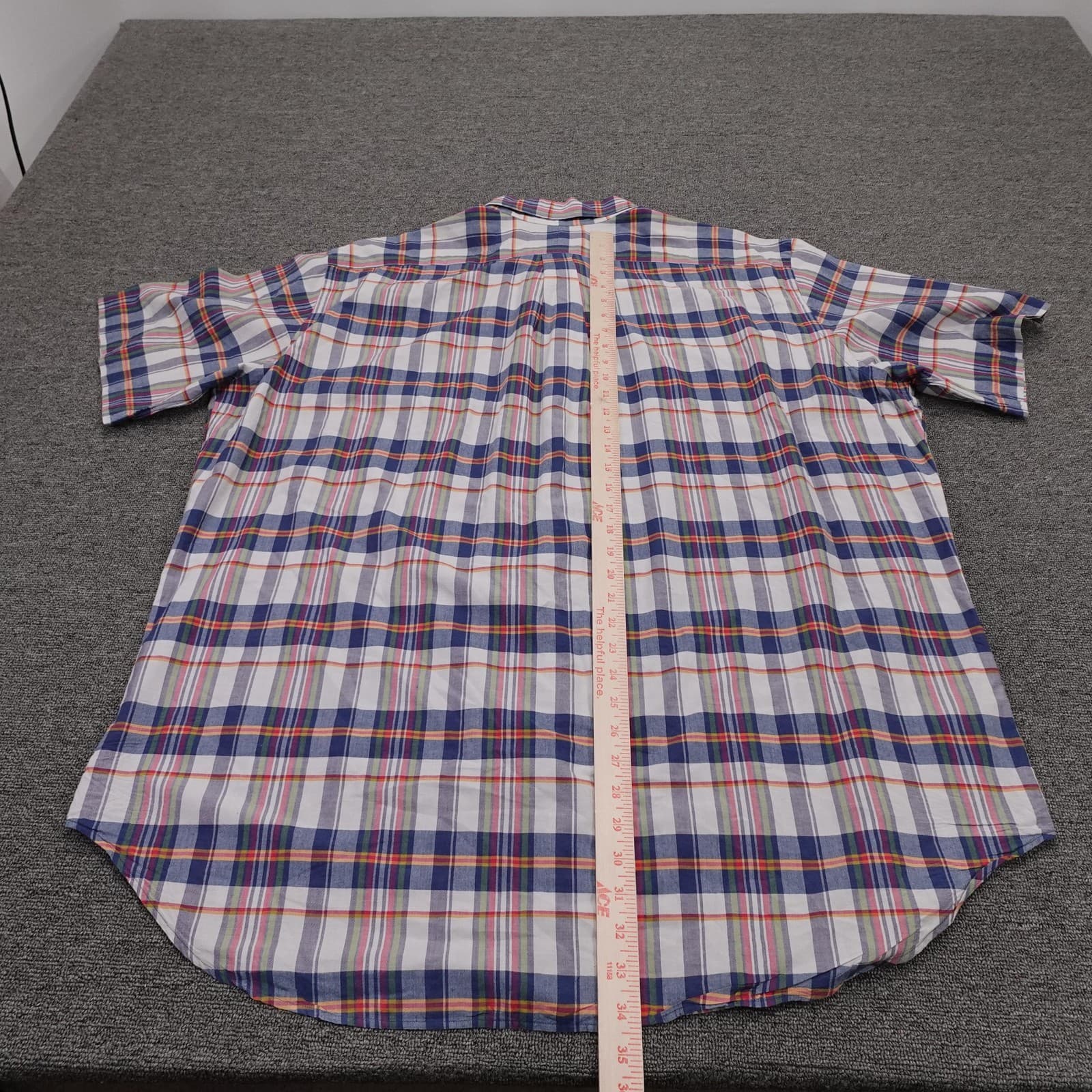 Ralph Lauren Shirt Mens 2XLT Blue Madras Plaid Short Sleeve Button Down Casual - Thumbnail 5