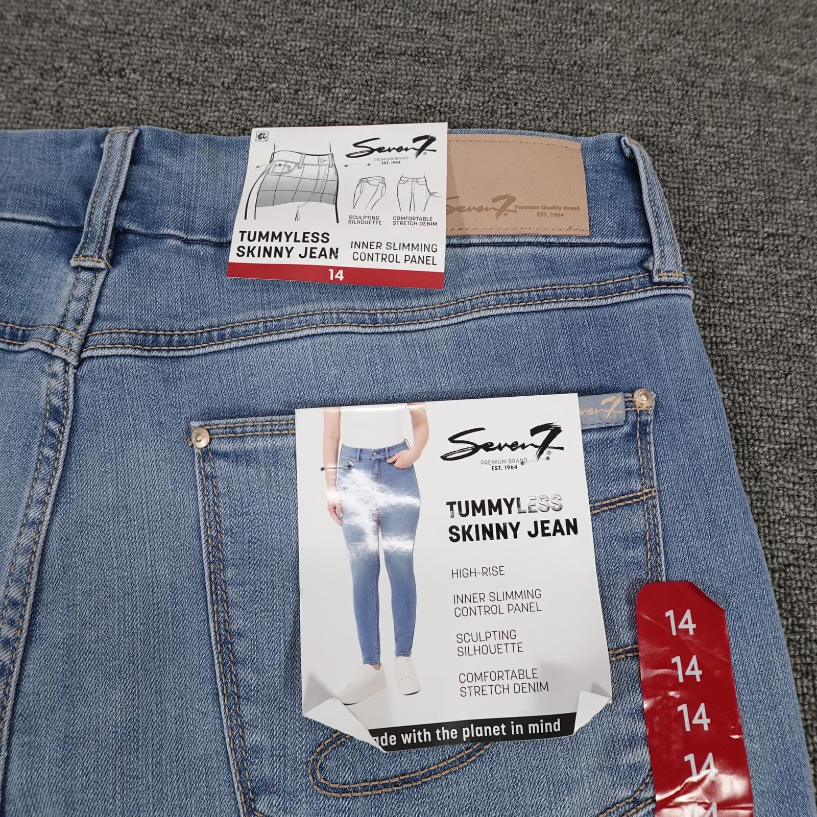 Seven7 Jeans Womens 14 Blue Light Wash Tummyless Skinny High Rise Stretch Denim - Thumbnail 4