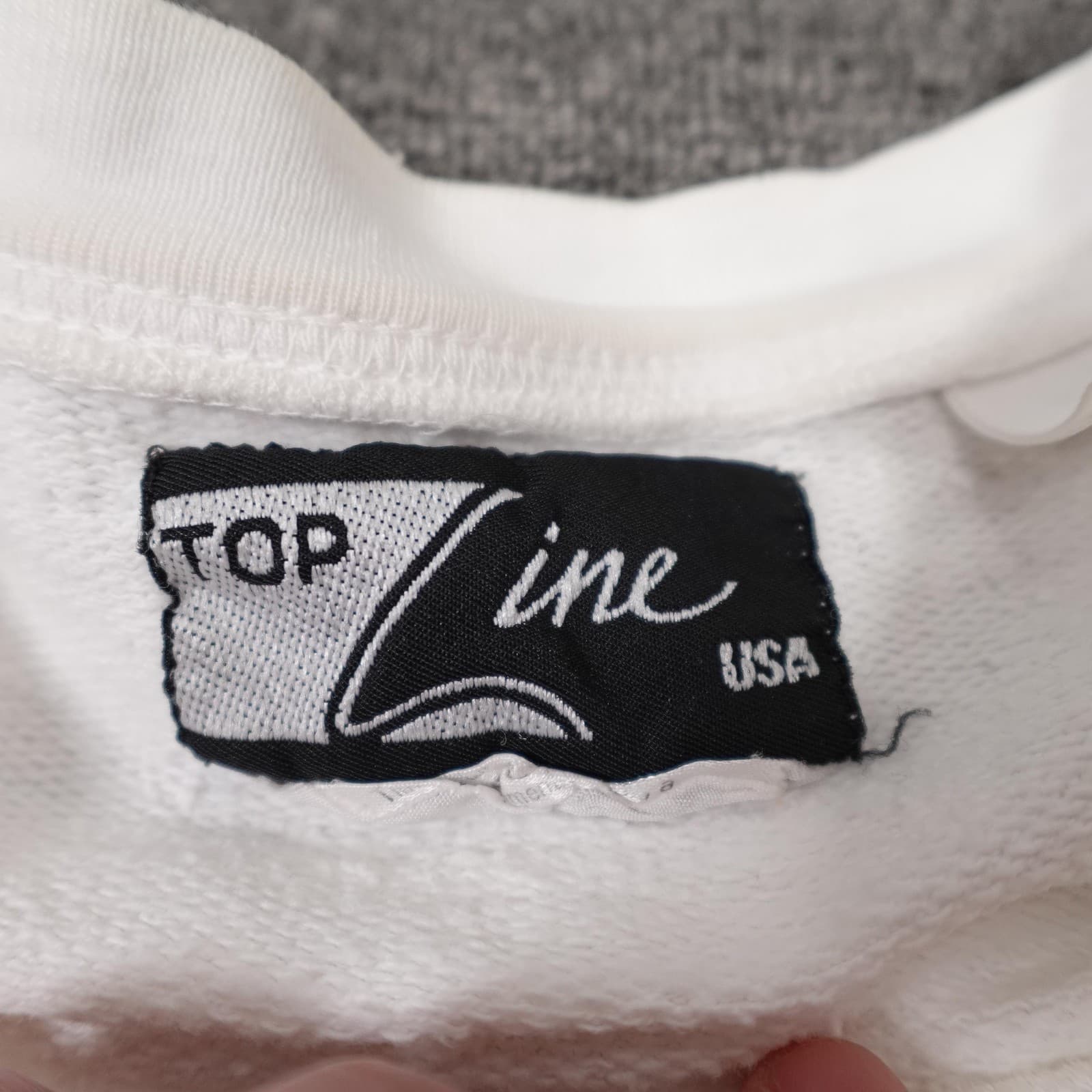 Top Line Sweatshirt Mens Large White Cartoon Animal Embroidered Graphic Pullover - Thumbnail 6