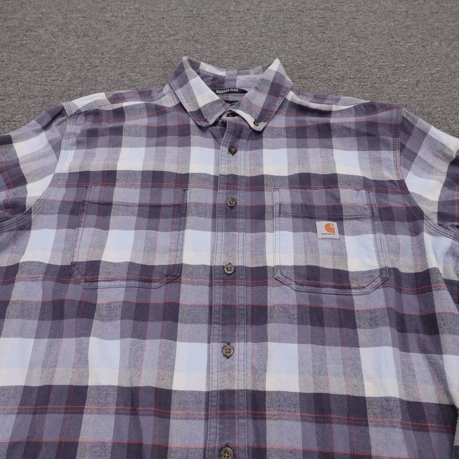 Carhartt Shirt Mens XL Gray Plaid Flannel Long Sleeve Button Up Relaxed Fit - Thumbnail 2