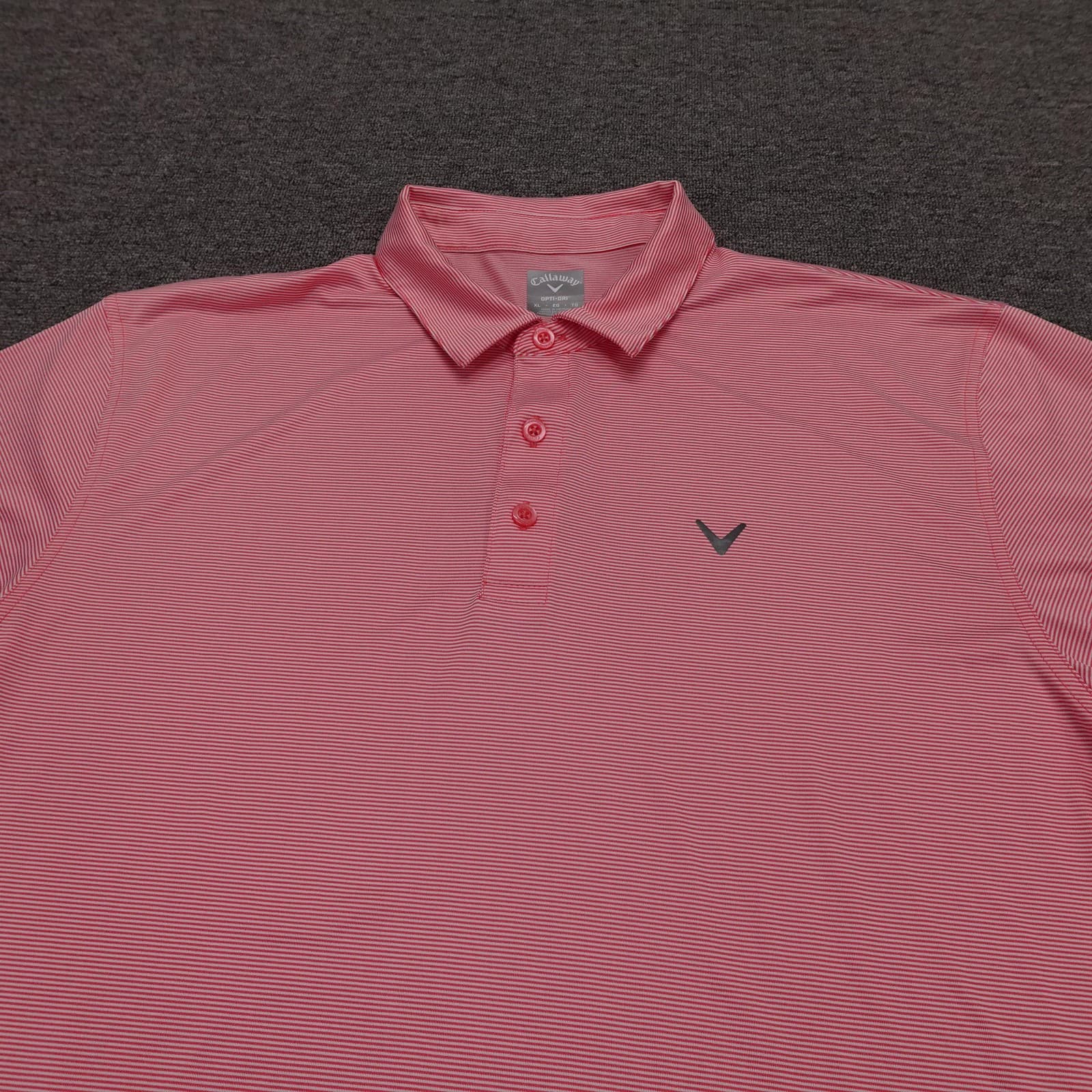 Callaway Opti-Dri Polo Shirt Mens XL Pink Striped Golf Performance Stretch Top - Thumbnail 2
