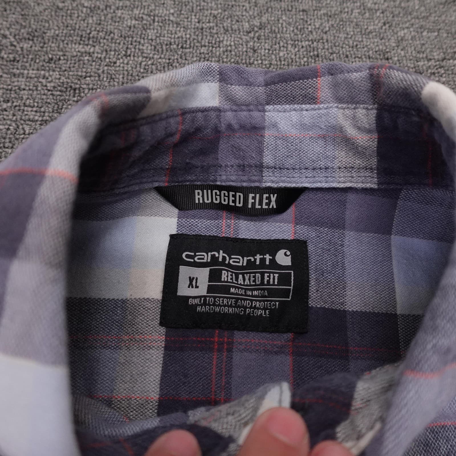 Carhartt Shirt Mens XL Gray Plaid Flannel Long Sleeve Button Up Relaxed Fit - Thumbnail 3