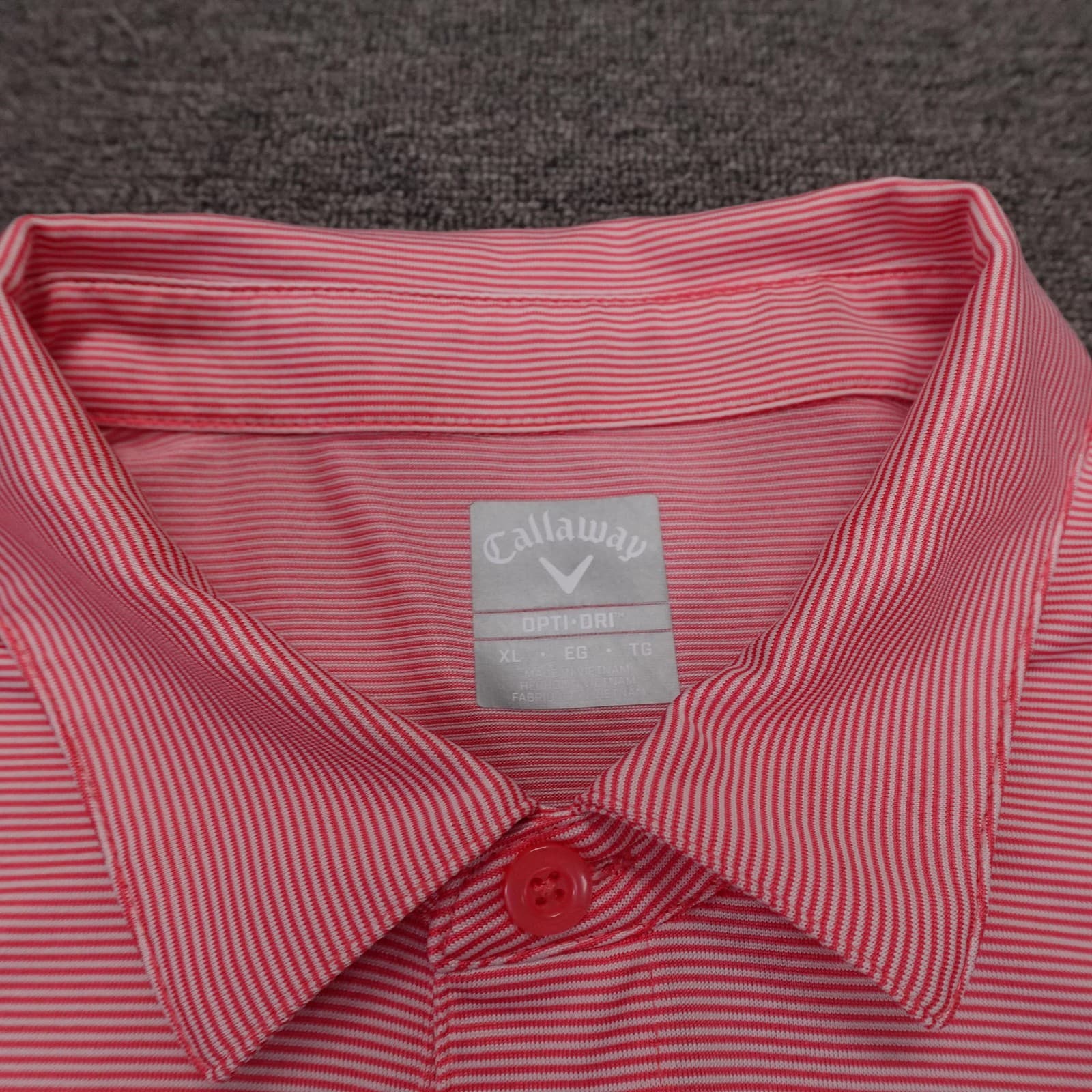Callaway Opti-Dri Polo Shirt Mens XL Pink Striped Golf Performance Stretch Top - Thumbnail 3