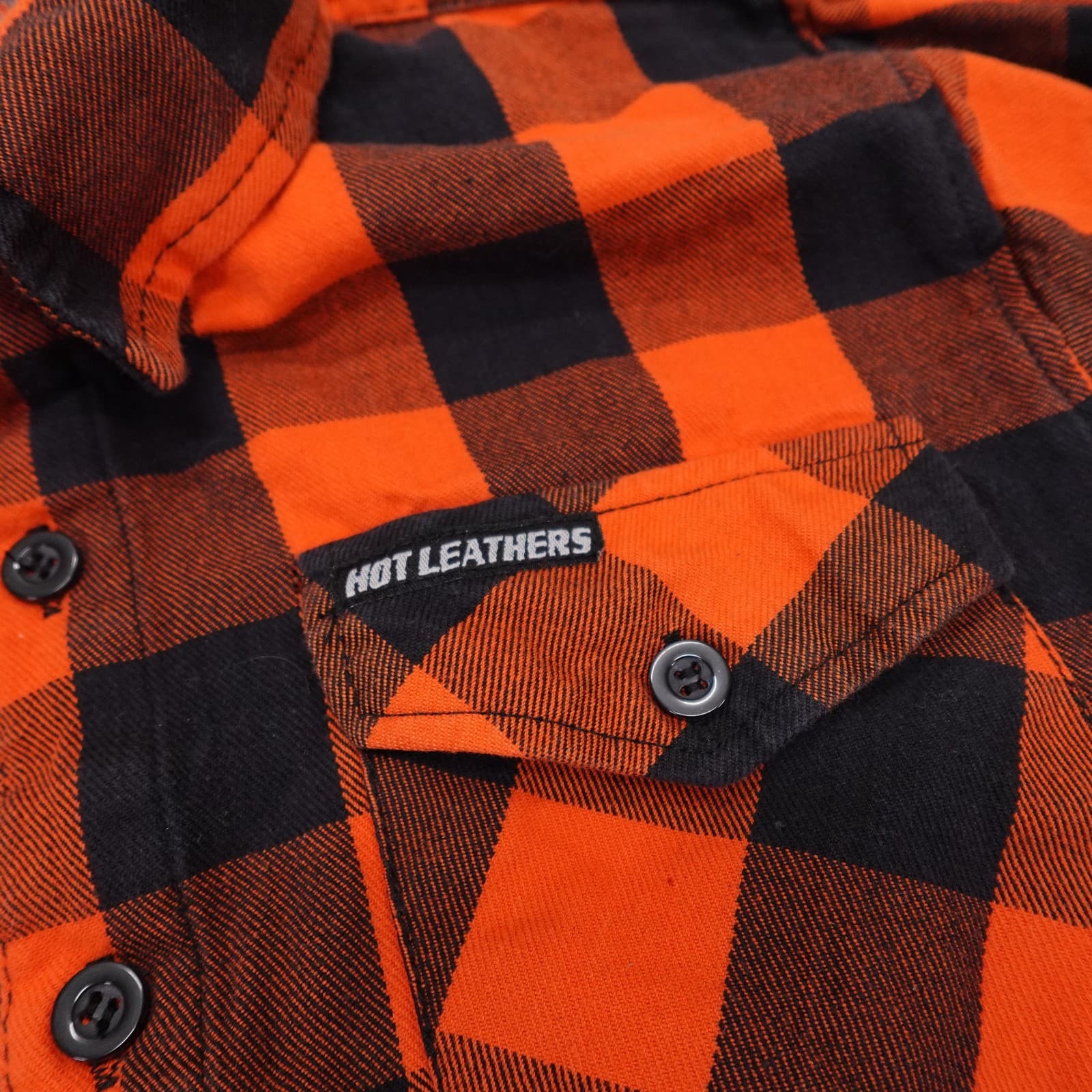 Hot Leathers Shirt Mens Medium Orange Plaid Flannel Long Sleeve Button Up Casual - Thumbnail 4
