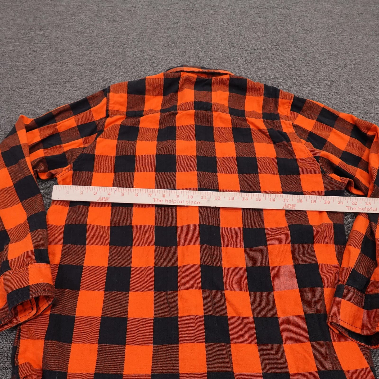 Hot Leathers Shirt Mens Medium Orange Plaid Flannel Long Sleeve Button Up Casual - Thumbnail 5