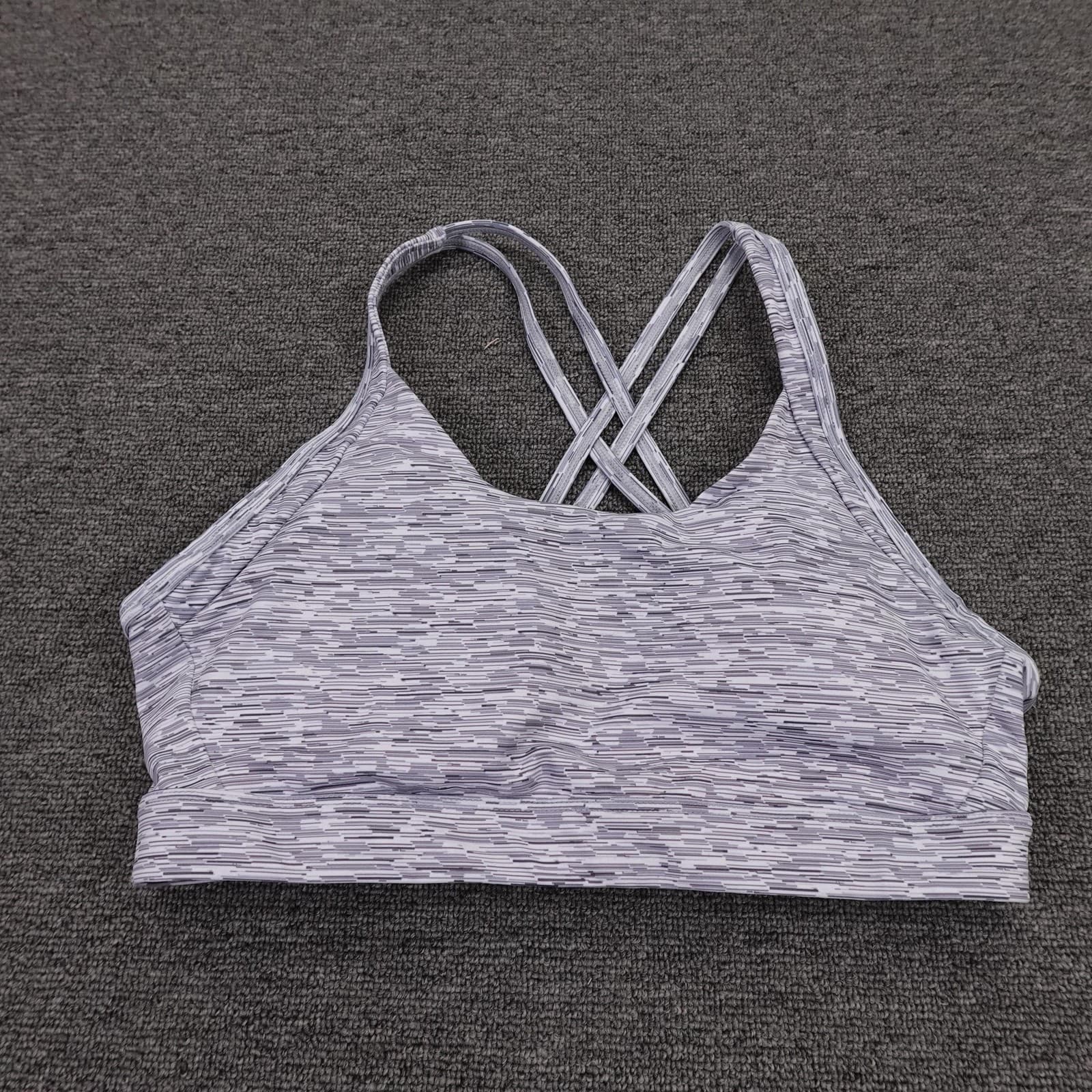 Zyia Active Sports Bra Womens Large Purple Strappy Crossback Pullover Athletic