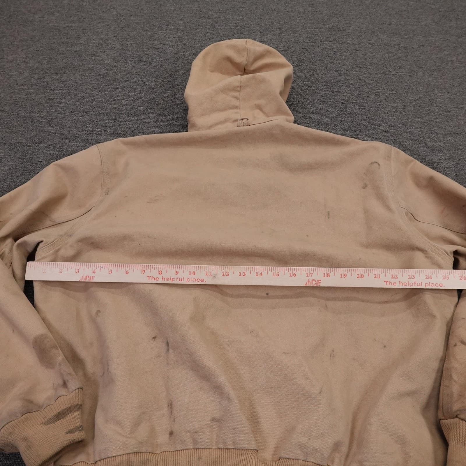 Vintage Carhartt Jacket Mens XL Beige Hooded Duck Canvas Workwear J06WET 90s - Thumbnail 9