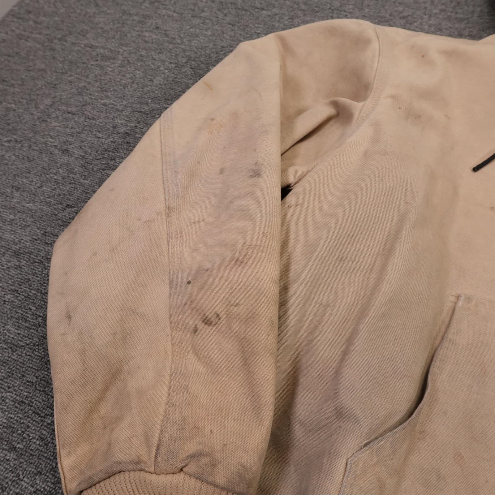 Vintage Carhartt Jacket Mens XL Beige Hooded Duck Canvas Workwear J06WET 90s - Thumbnail 5