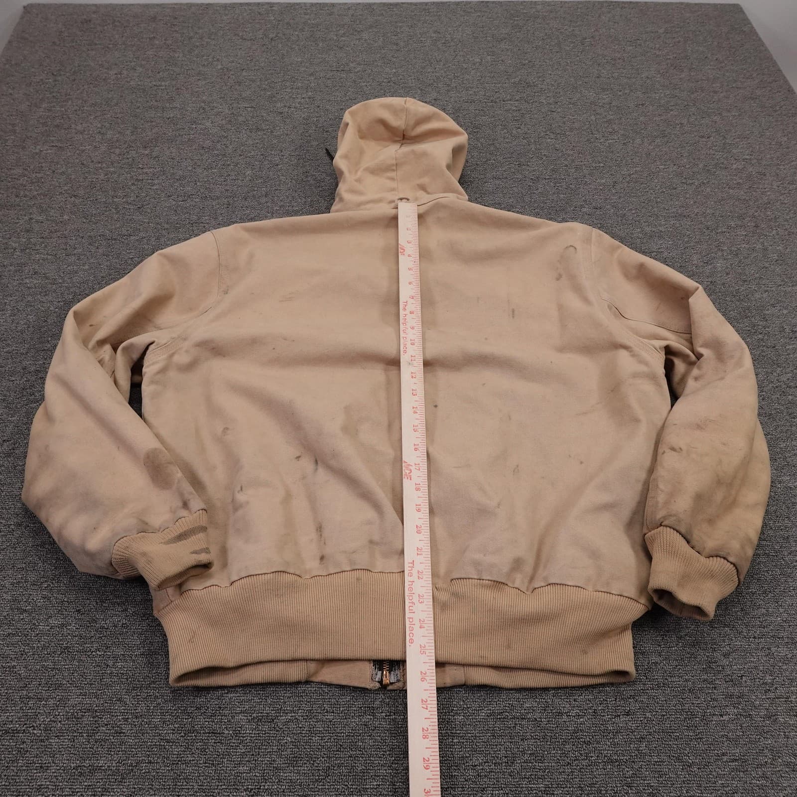 Vintage Carhartt Jacket Mens XL Beige Hooded Duck Canvas Workwear J06WET 90s - Thumbnail 10