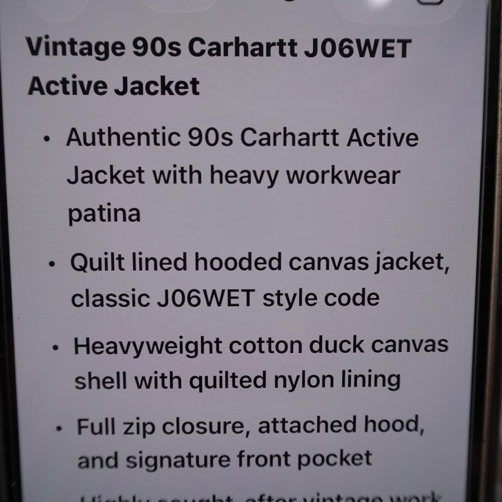 Vintage Carhartt Jacket Mens XL Beige Hooded Duck Canvas Workwear J06WET 90s - Thumbnail 11