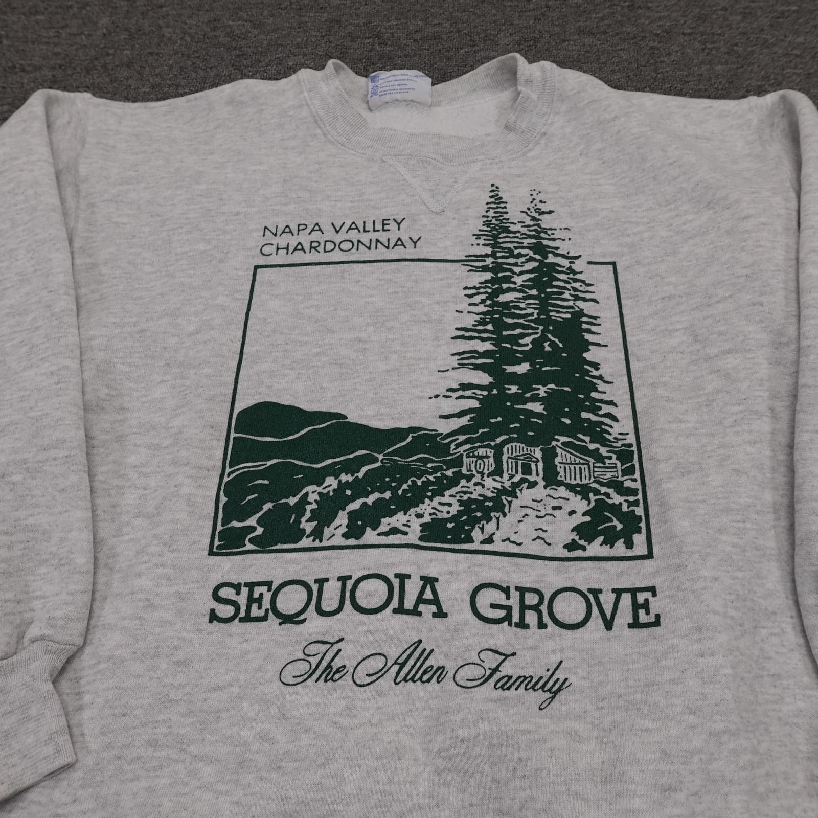 Vintage Hanes Sweatshirt Mens Large Gray Sequoia Grove Napa Valley Graphic 90s - Thumbnail 2