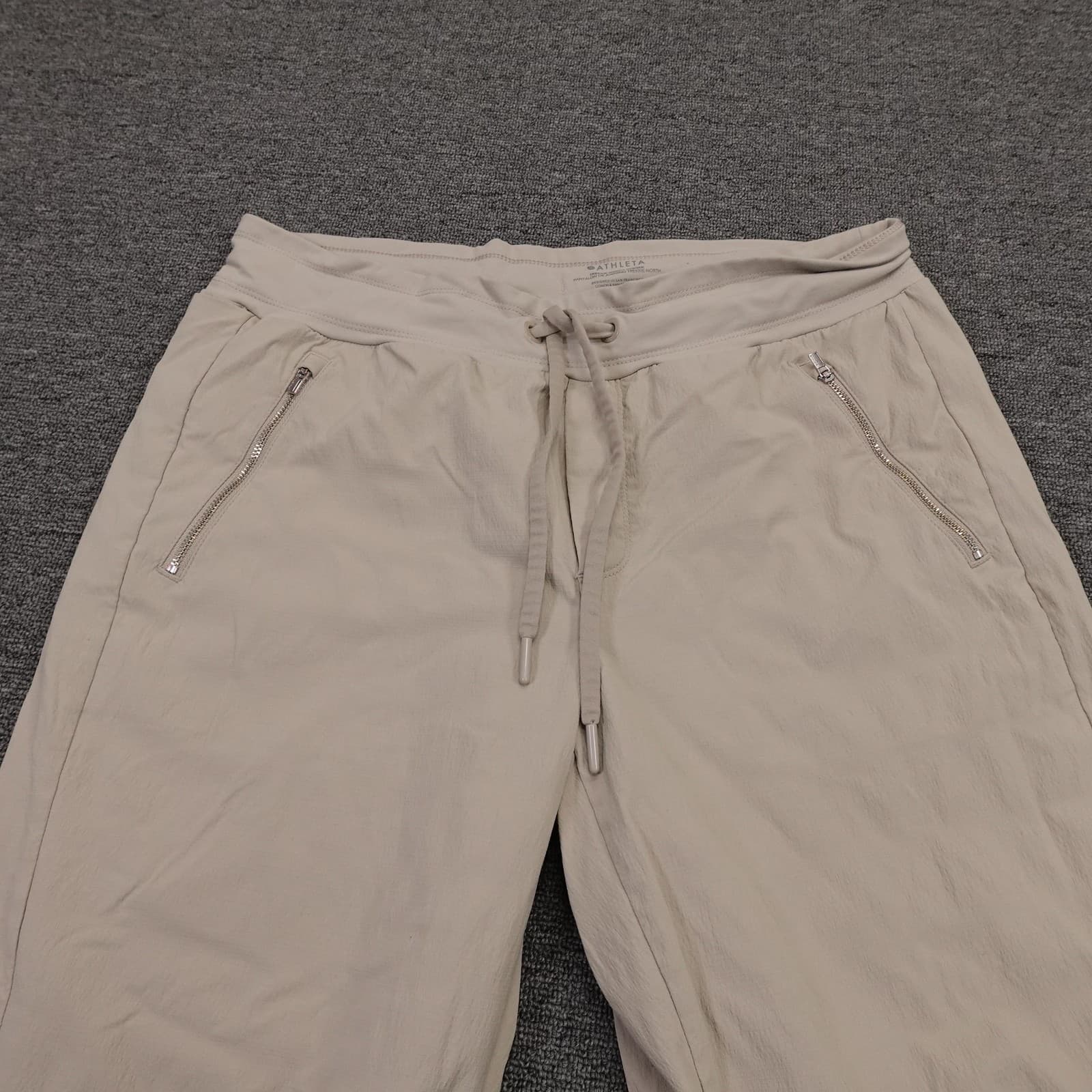 Athleta Jogger Pants Womens 14 Beige Trekkie North Zip Pockets Drawstring Hiking - Thumbnail 2