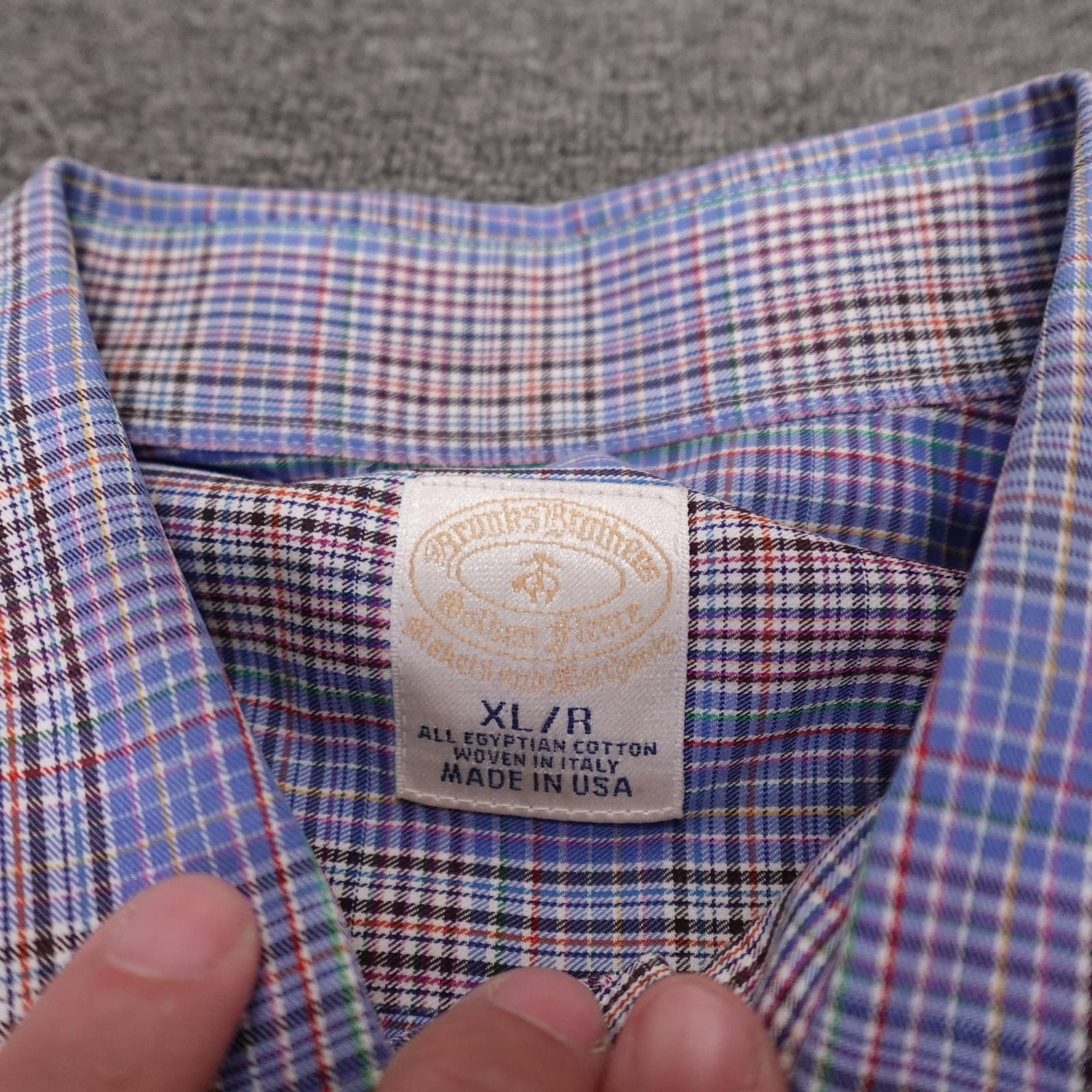 Brooks Brothers Shirt Mens XL Blue Check Long Sleeve Button Down Casual USA - Thumbnail 3