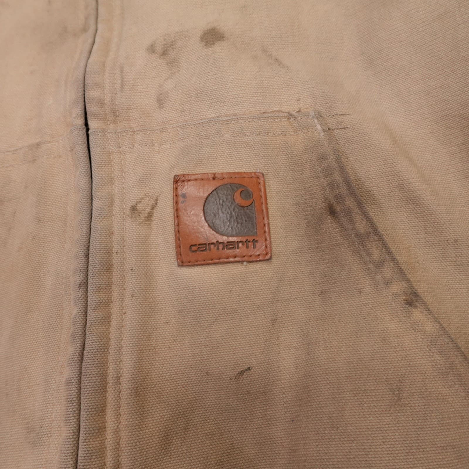 Vintage Carhartt Jacket Mens XL Beige Hooded Duck Canvas Workwear J06WET 90s - Thumbnail 3