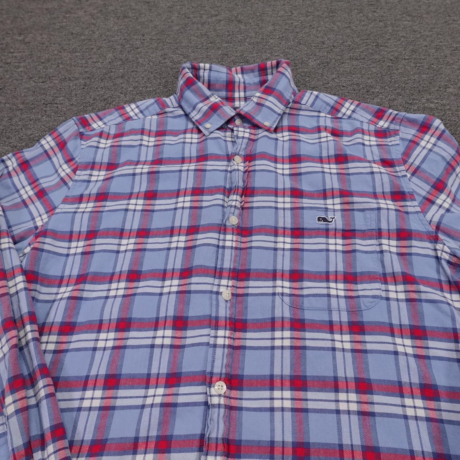 Vineyard Vines Shirt Mens Large Blue Plaid Linen Long Sleeve Tucker Button Up - Thumbnail 2