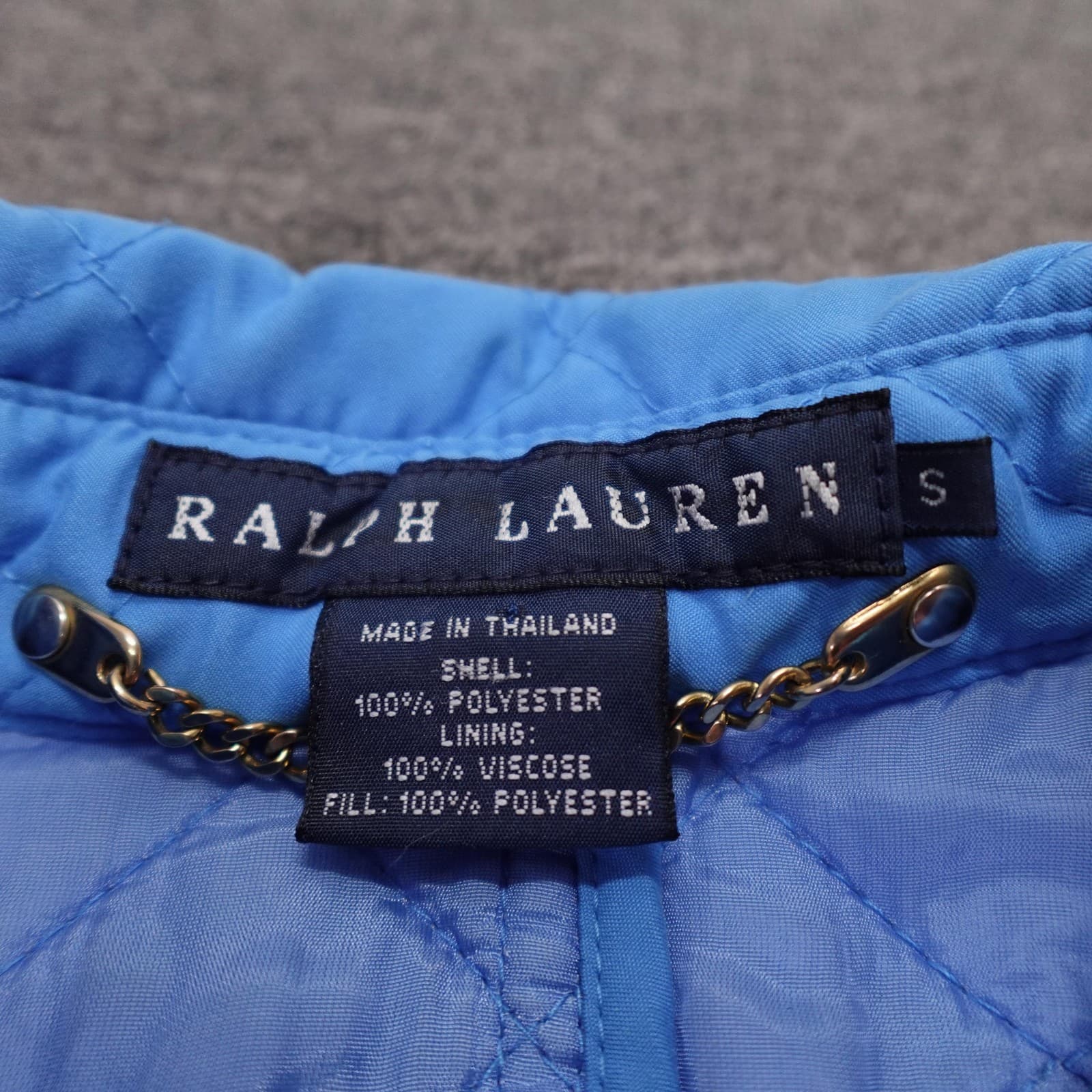 Ralph Lauren Quilted Jacket Womens S Blue Button Front Collared Short Warm - Thumbnail 3