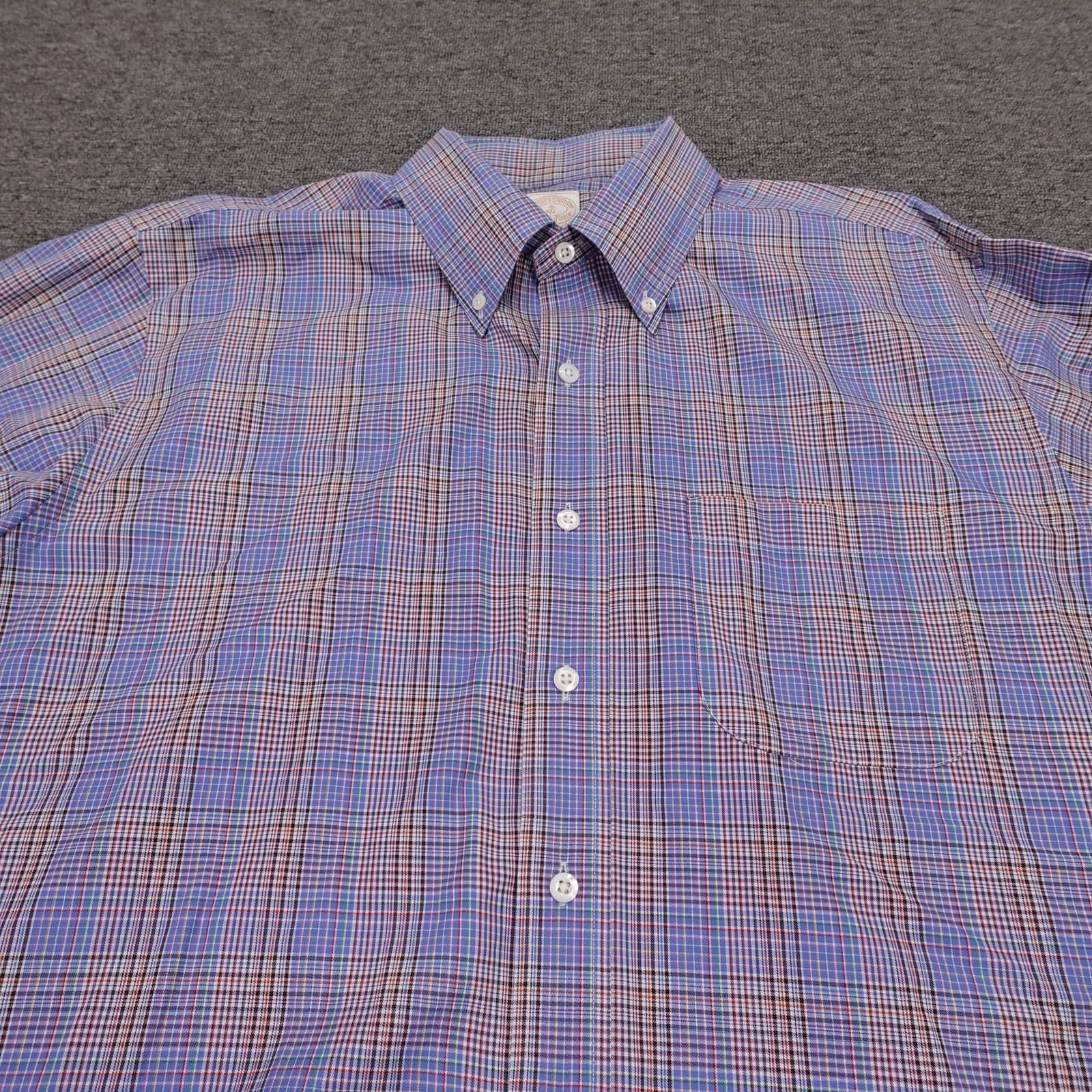 Brooks Brothers Shirt Mens XL Blue Check Long Sleeve Button Down Casual USA - Thumbnail 2