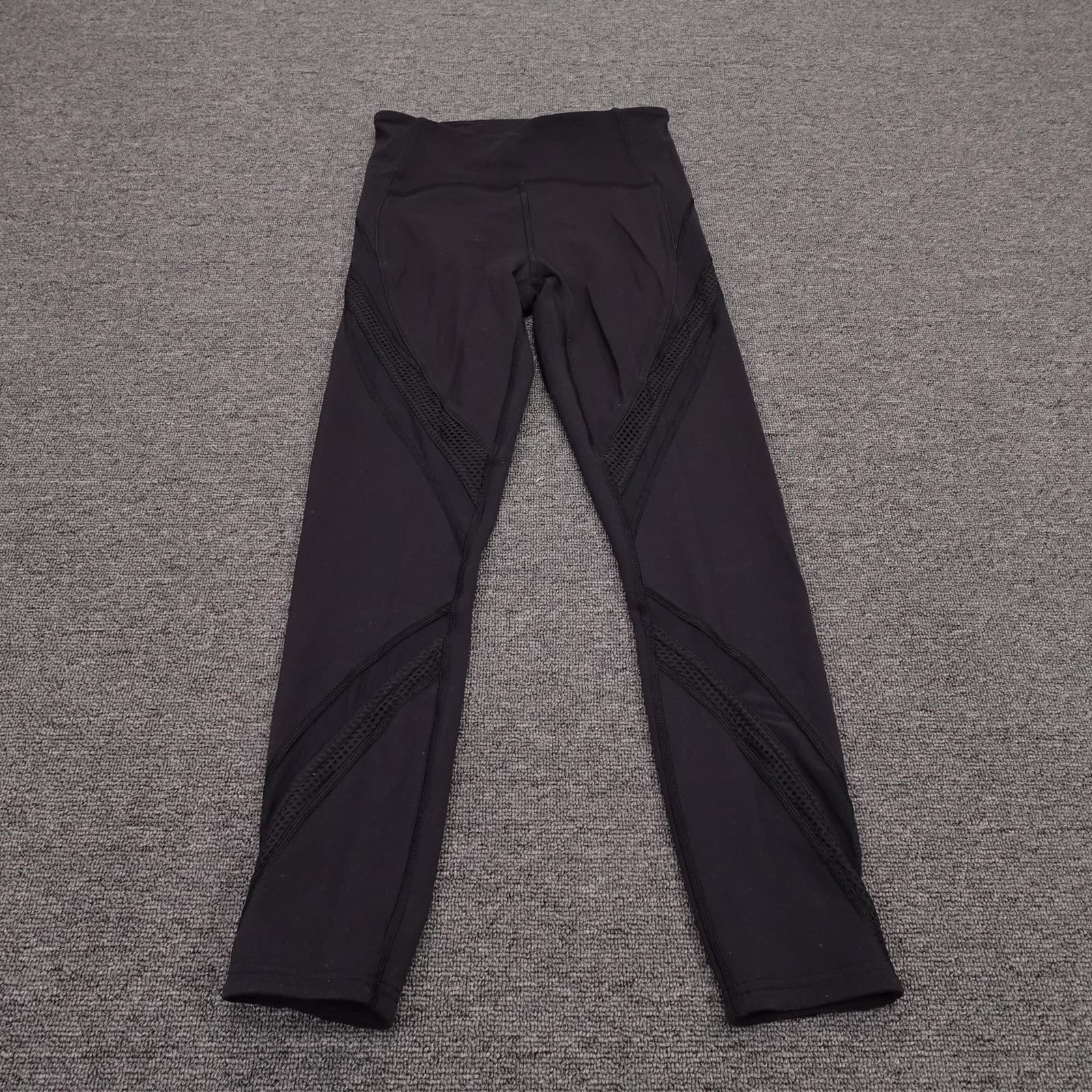 Lululemon Leggings Womens 6 Black High Rise Mesh Panel Ankle 25 Yoga Athletic