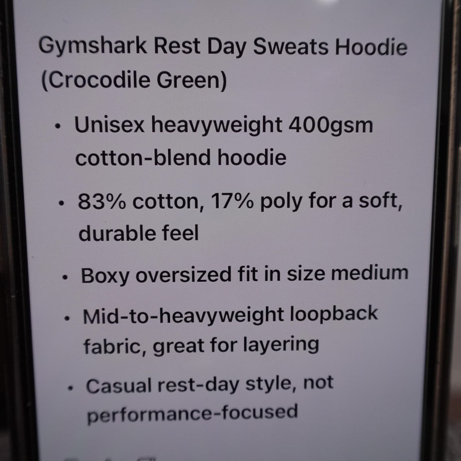 Gymshark Hoodie Mens Medium Green Rest Day Sweats Heavyweight Fleece Pullover - Thumbnail 8